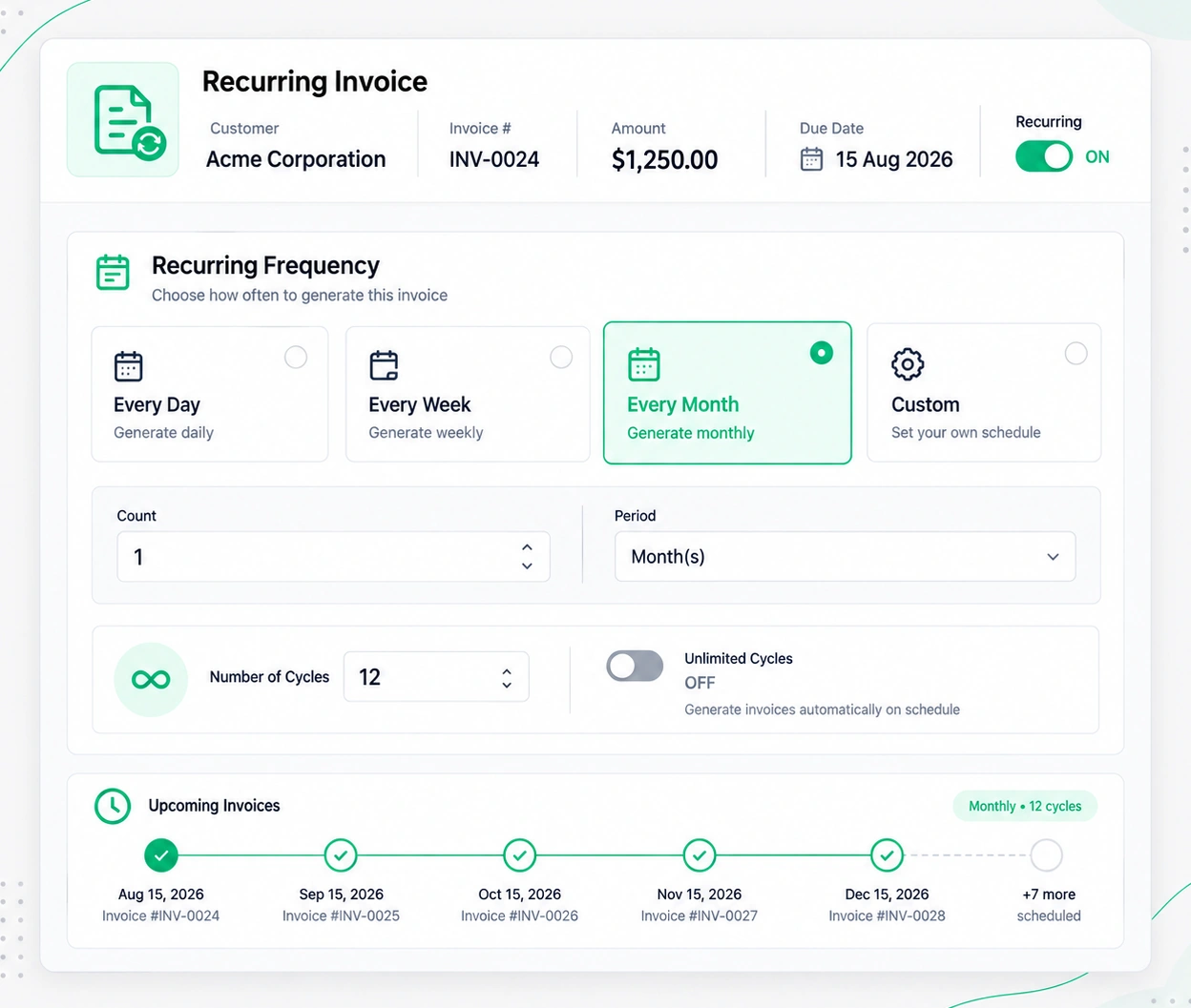 Recurring Invoice/Bill
