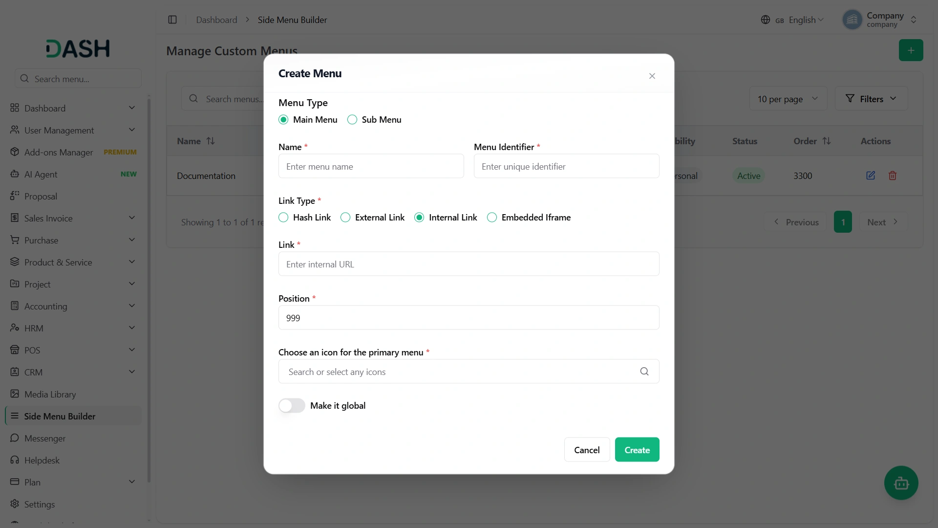 Side Menu Builder