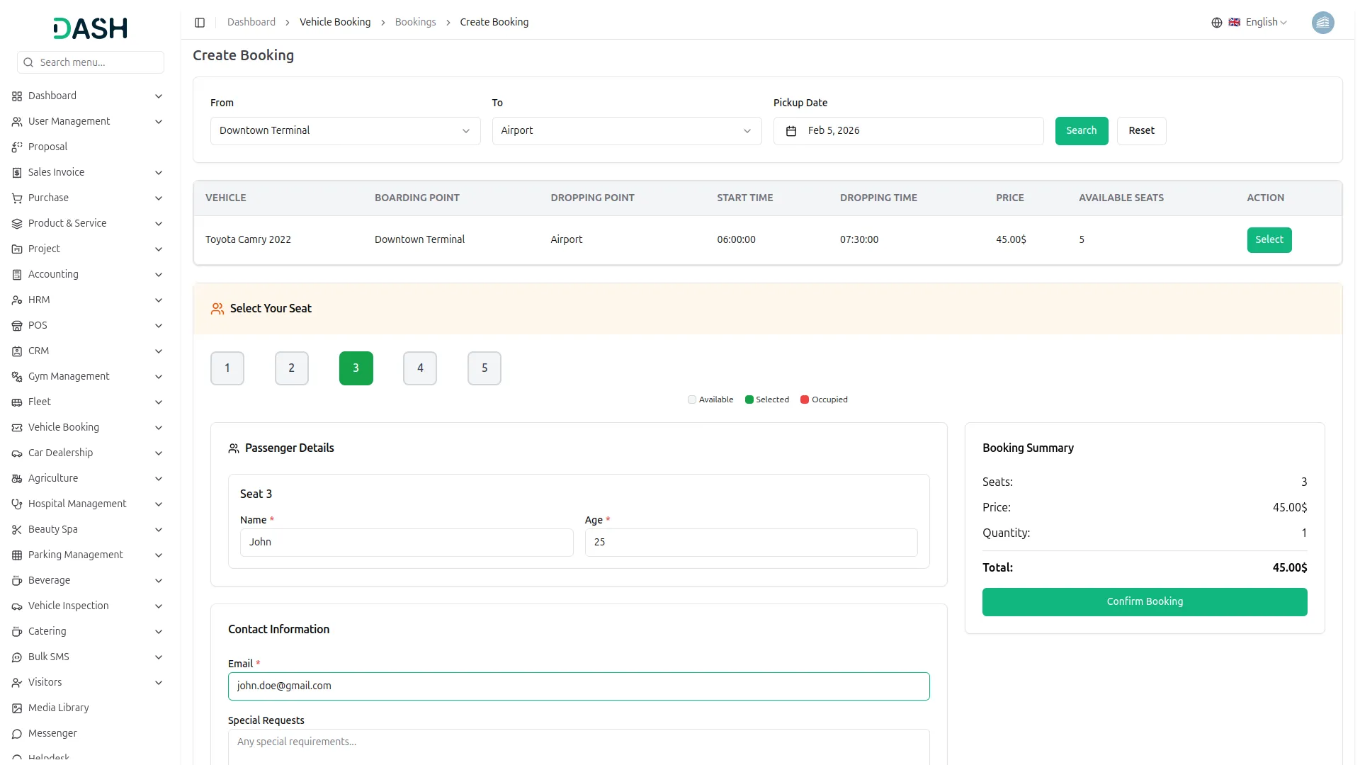 Vehicle Booking Management