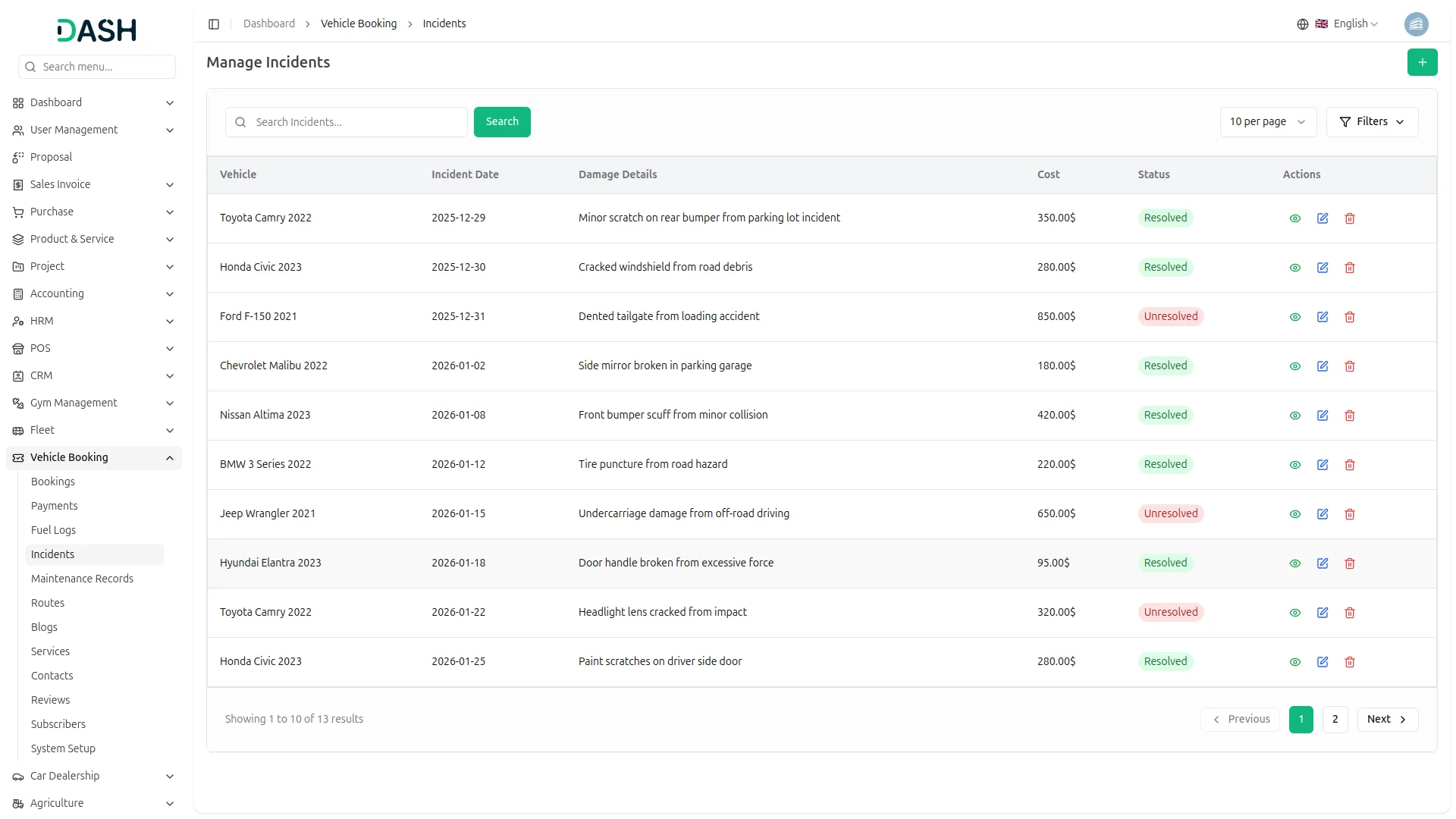 Vehicle Booking Management