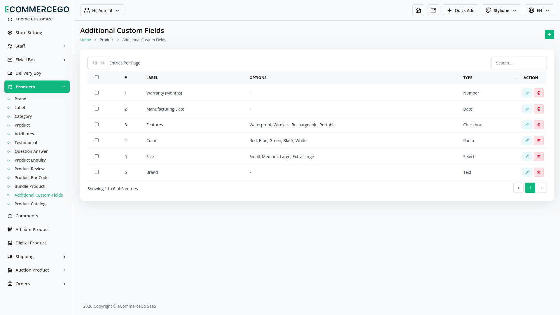 Additional Custom Fields – eCommerceGo Add-On