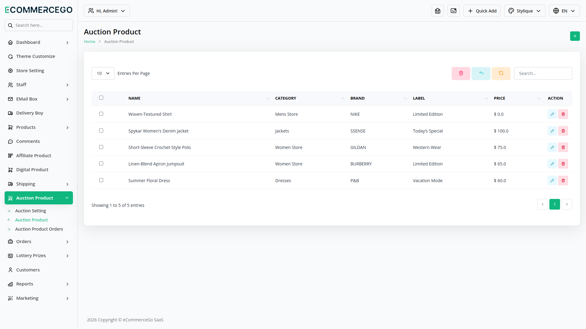 Auction Product – eCommerceGo Add-On