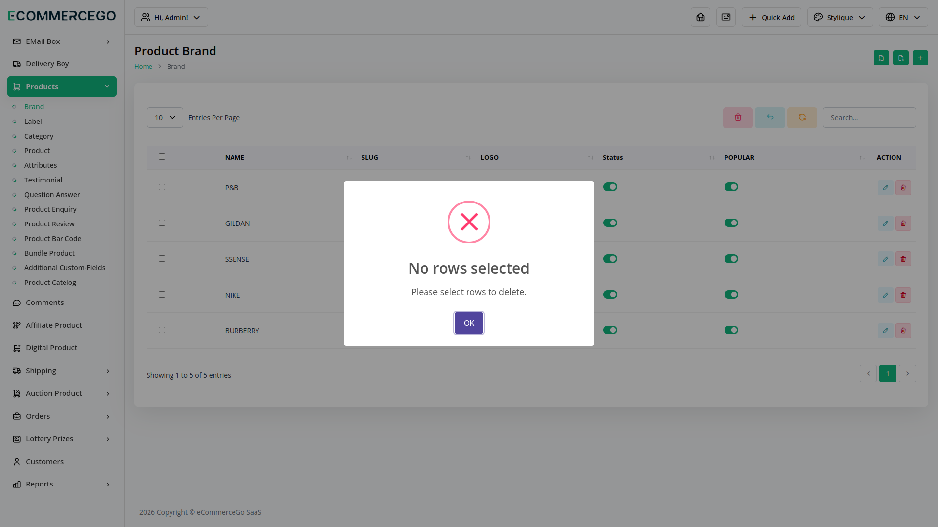 Bulk Delete – eCommerceGo Add-On