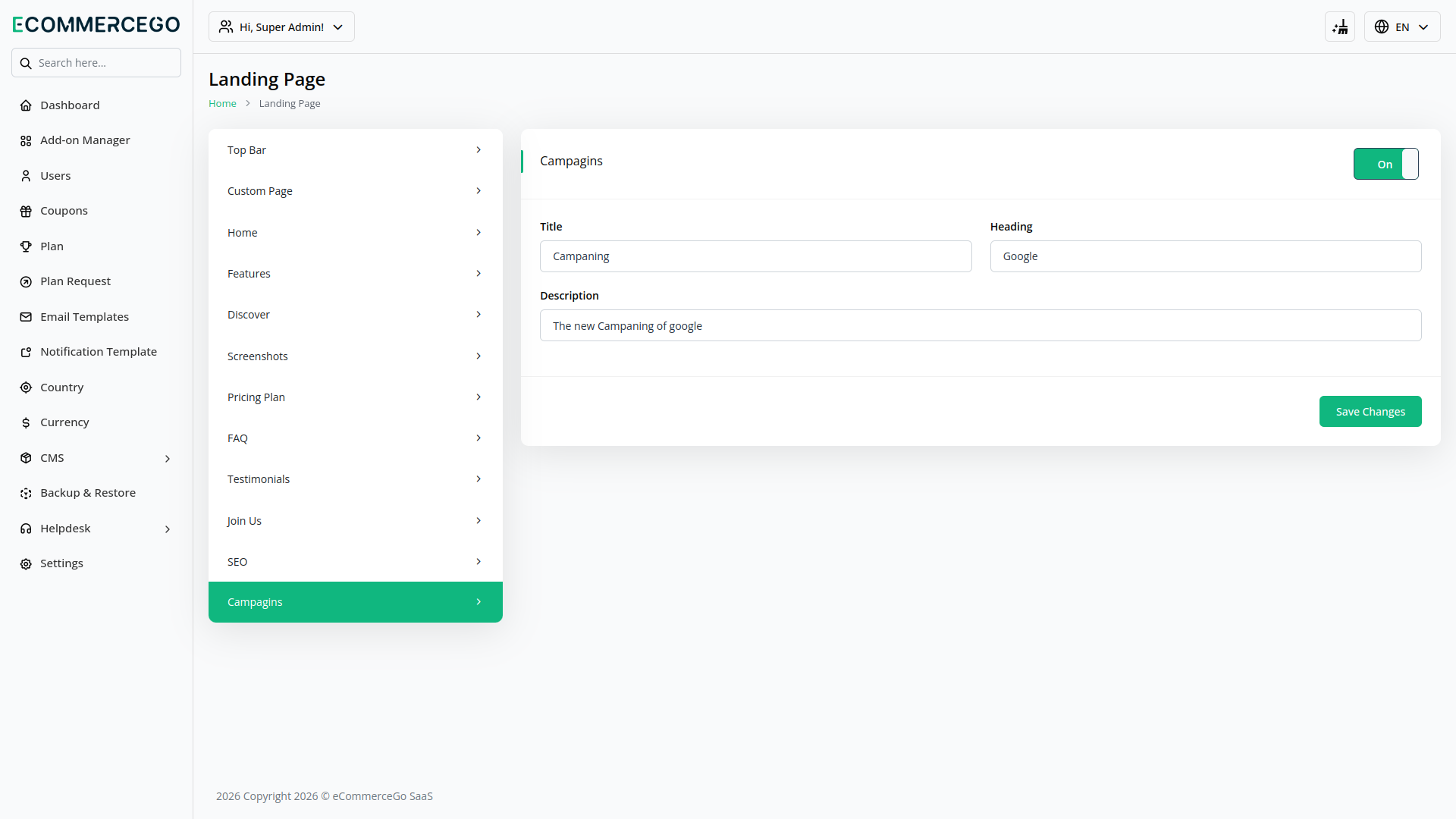 Campaigns – eCommerceGo Add-On
