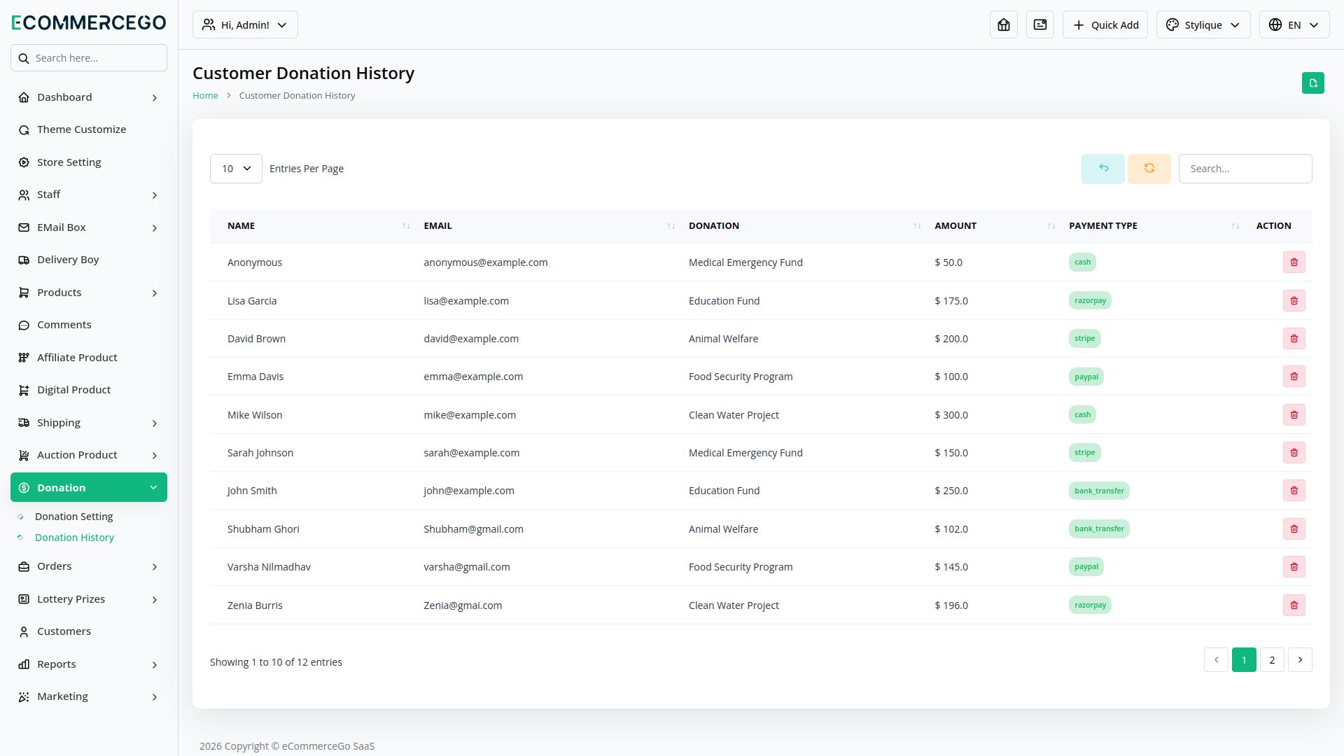 Donation – eCommerceGo Add-On