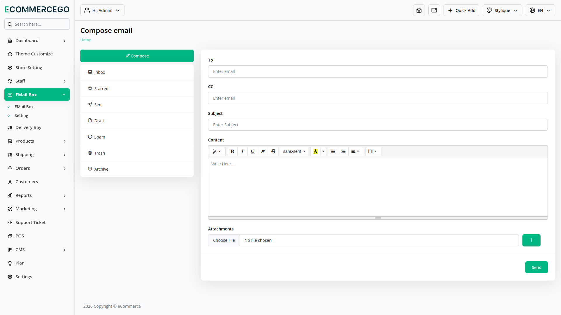 EMail Box – eCommerceGo Add-On