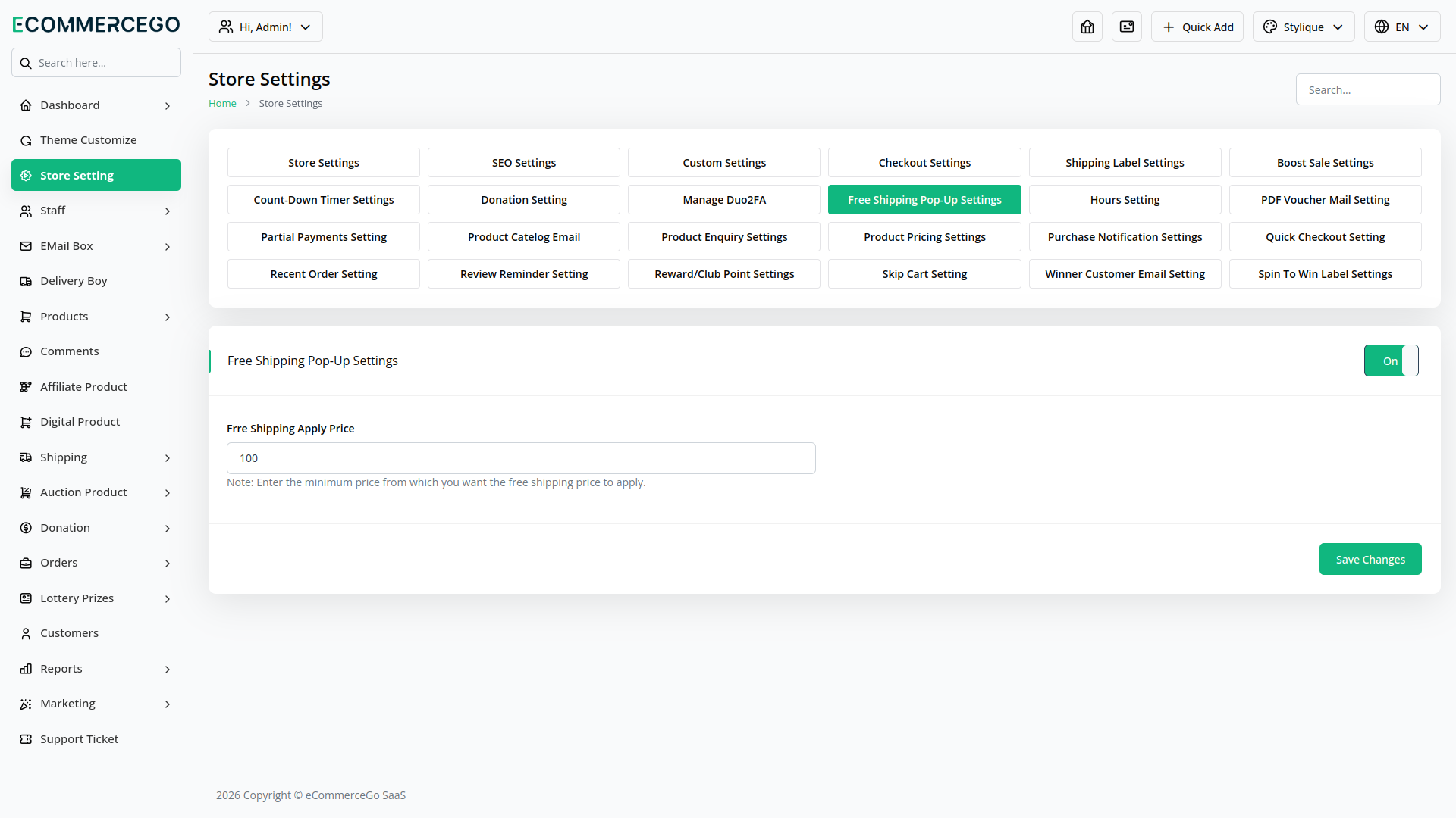 Free Shipping Pop-Up – eCommerceGo Add-On