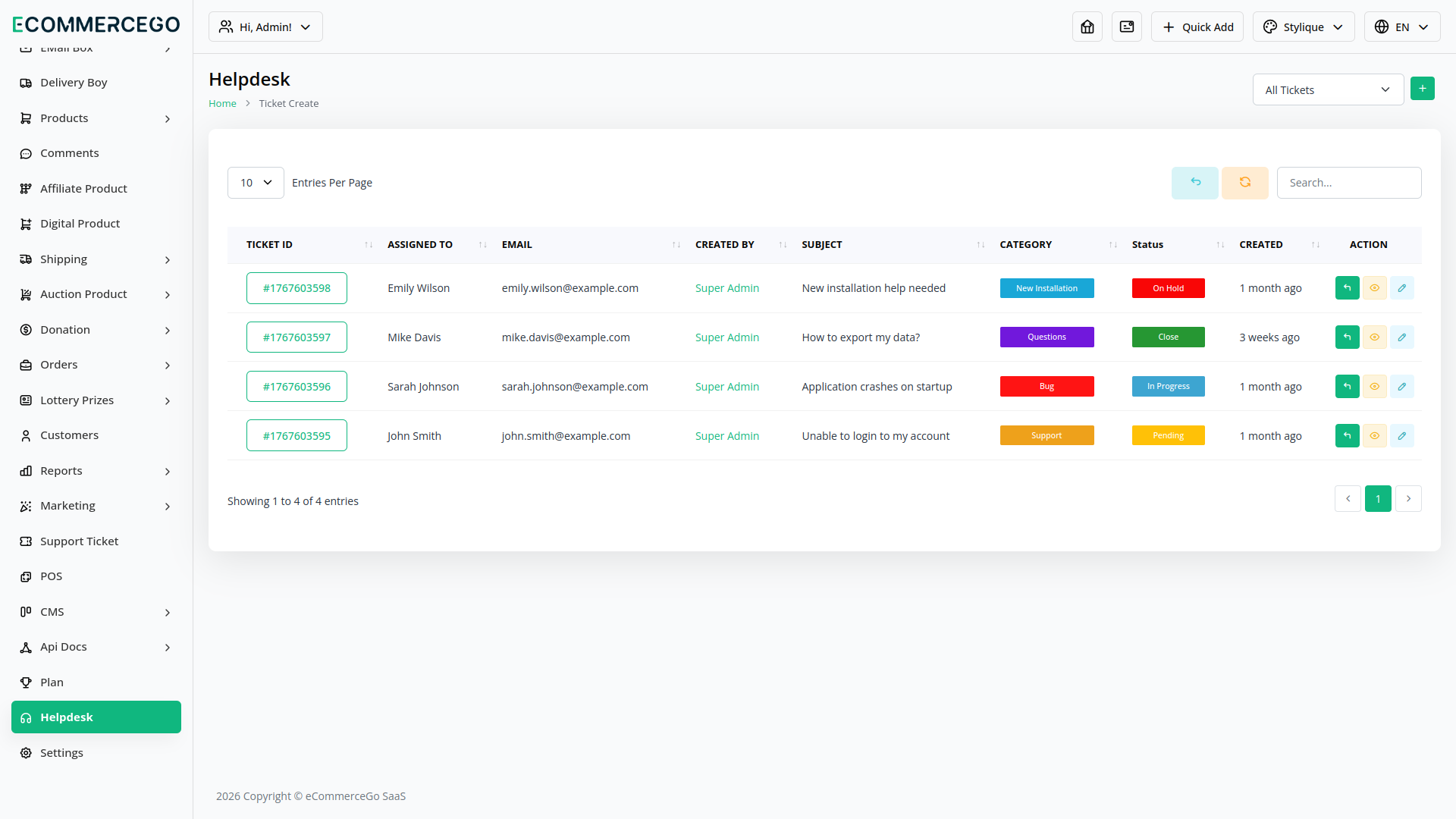 Helpdesk – eCommerceGo Add-On