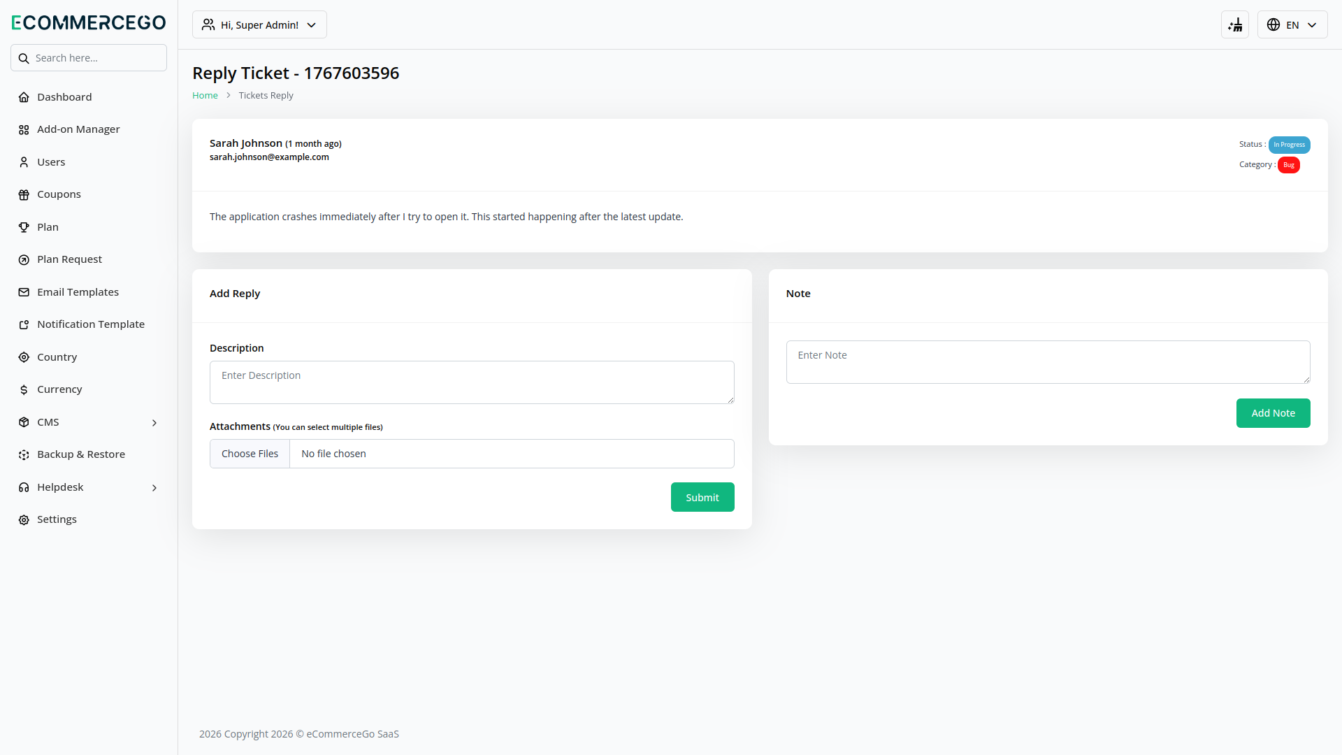 Helpdesk – eCommerceGo Add-On