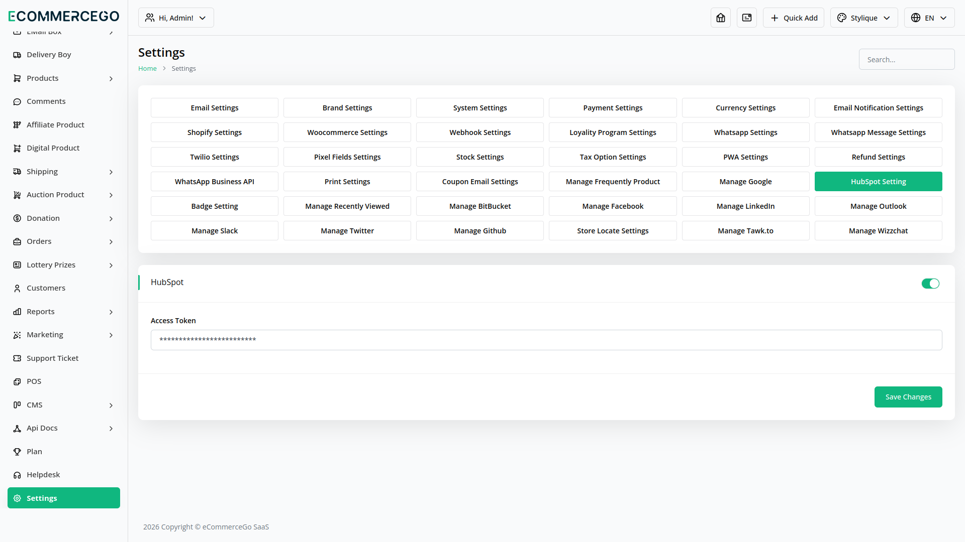 HubSpot – eCommerceGo Add-On