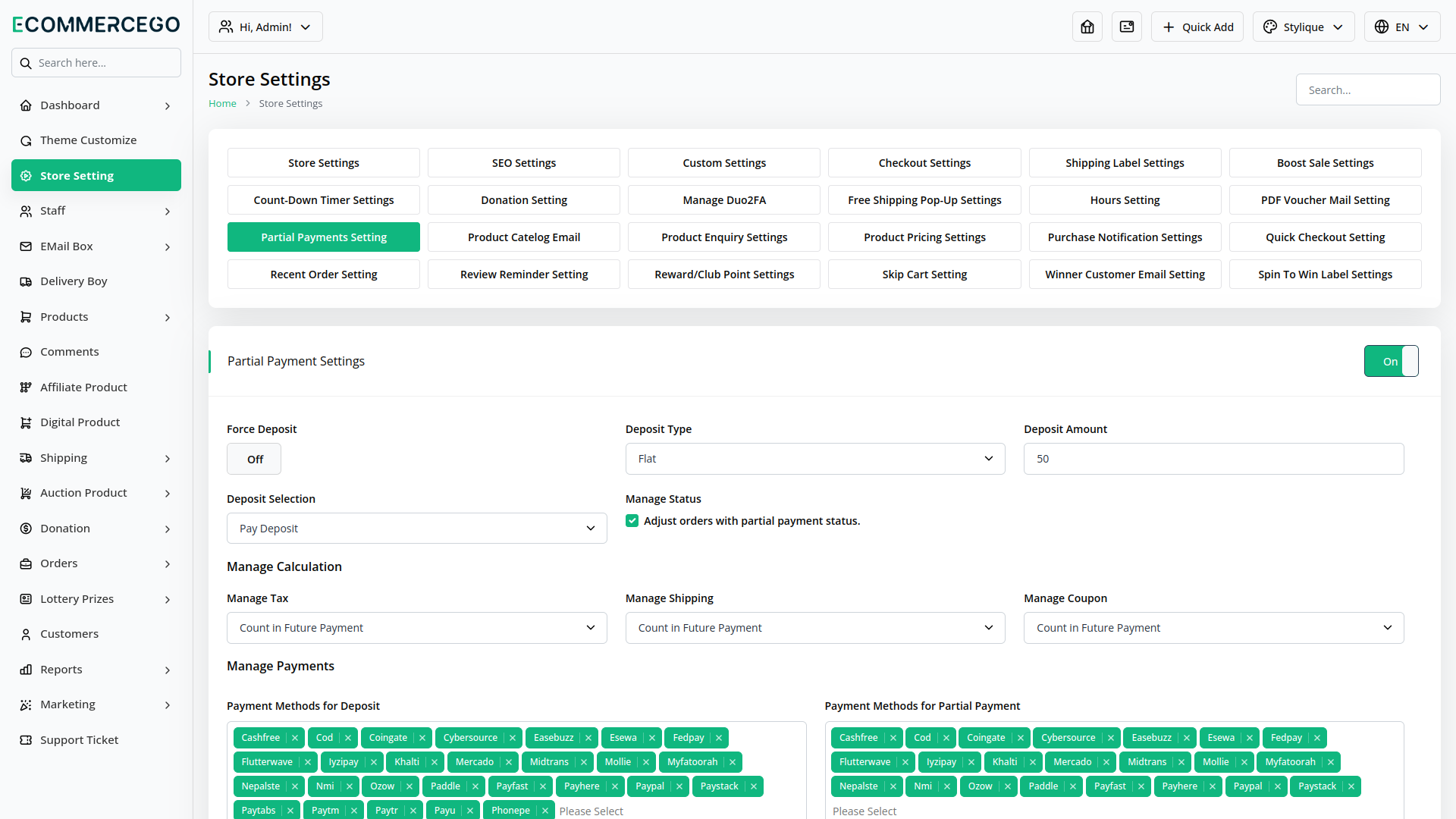 Partial Payment – eCommerceGo Add-On