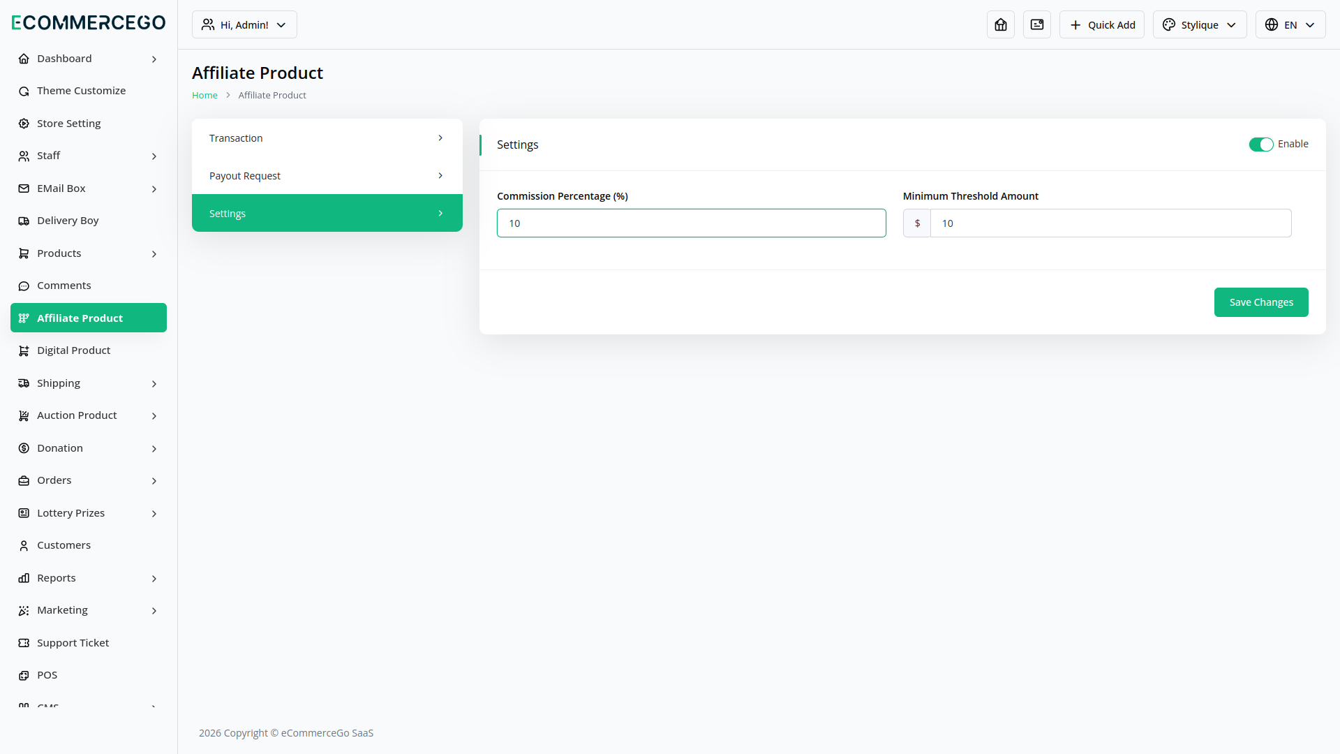 Product Affiliate – eCommerceGo Add-On