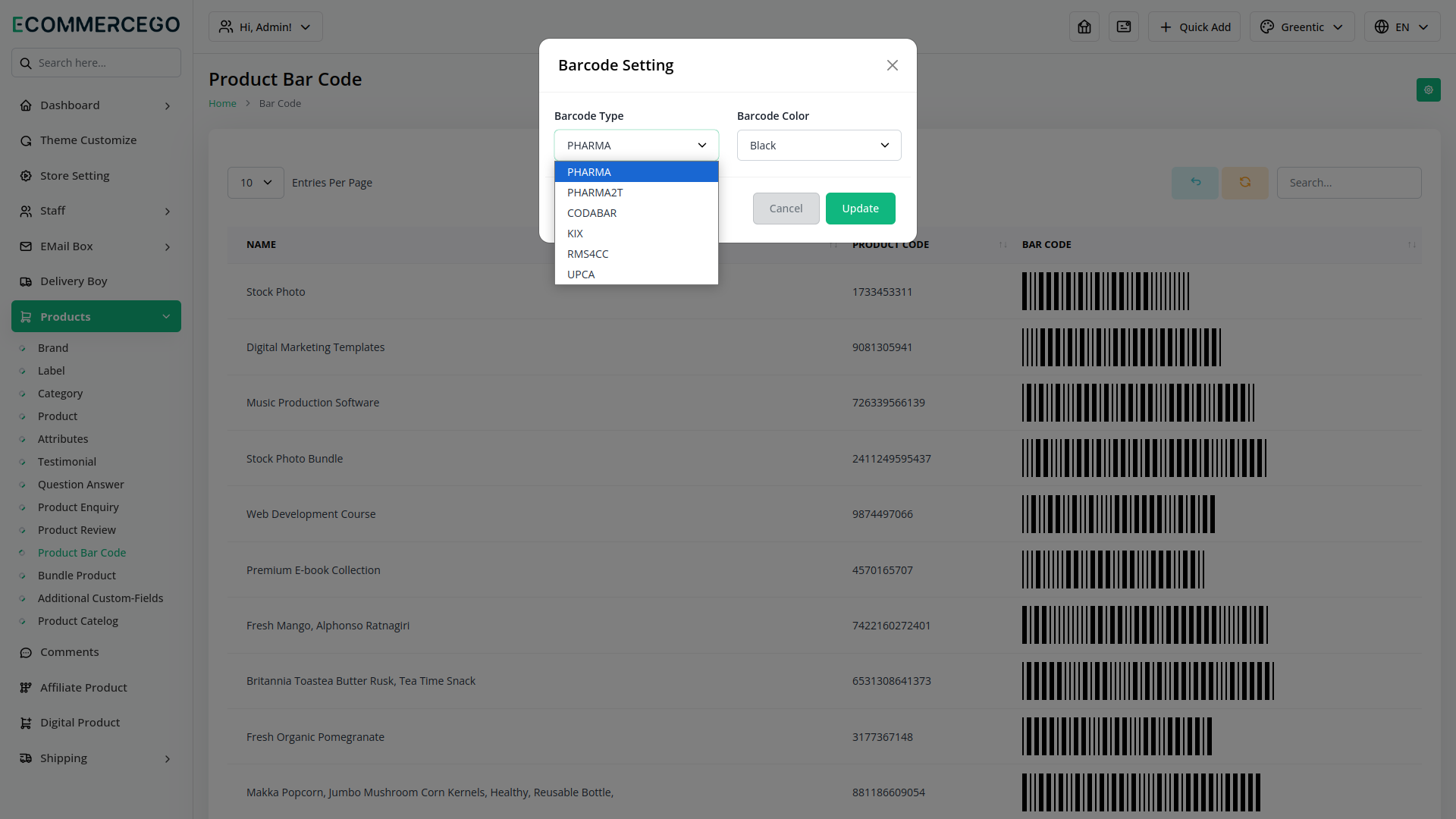 Product Barcode – eCommerceGo Add-On
