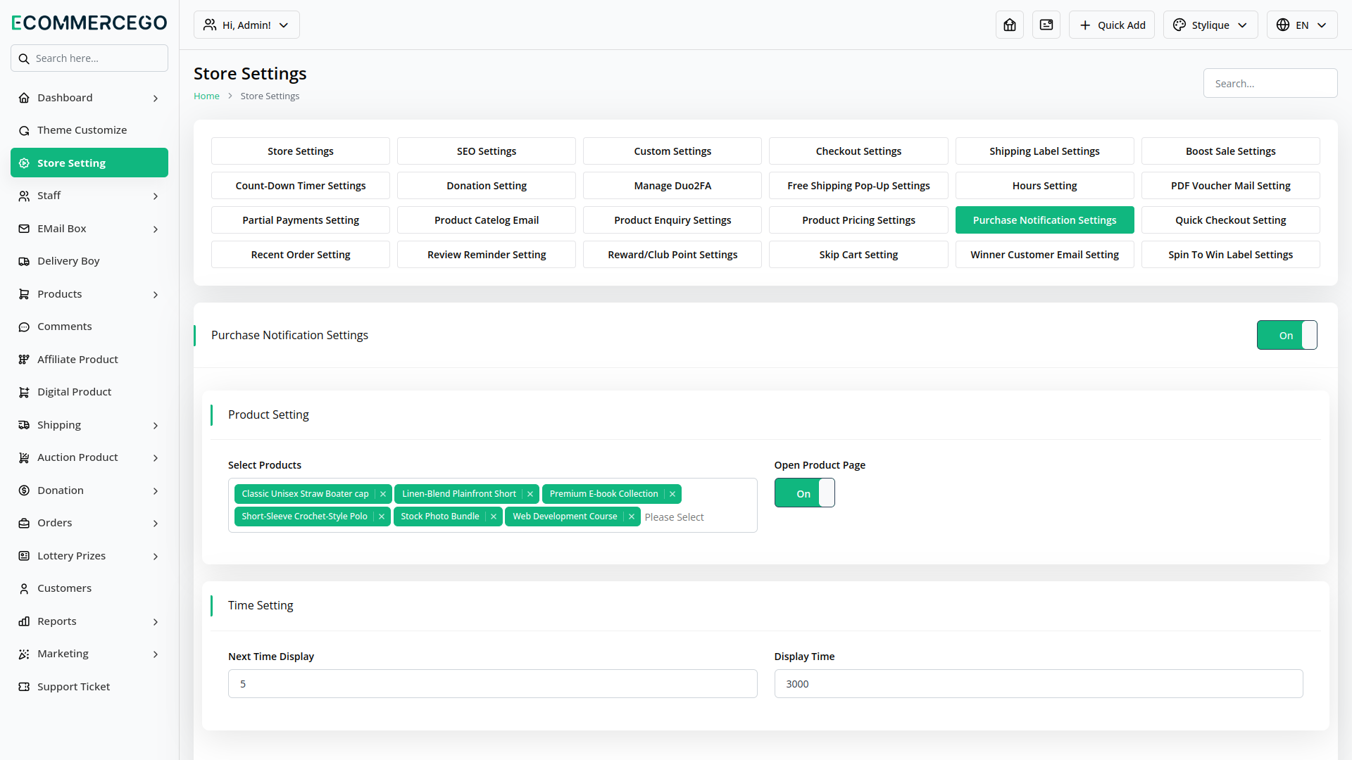 Purchase Notification – eCommerceGo Add-On