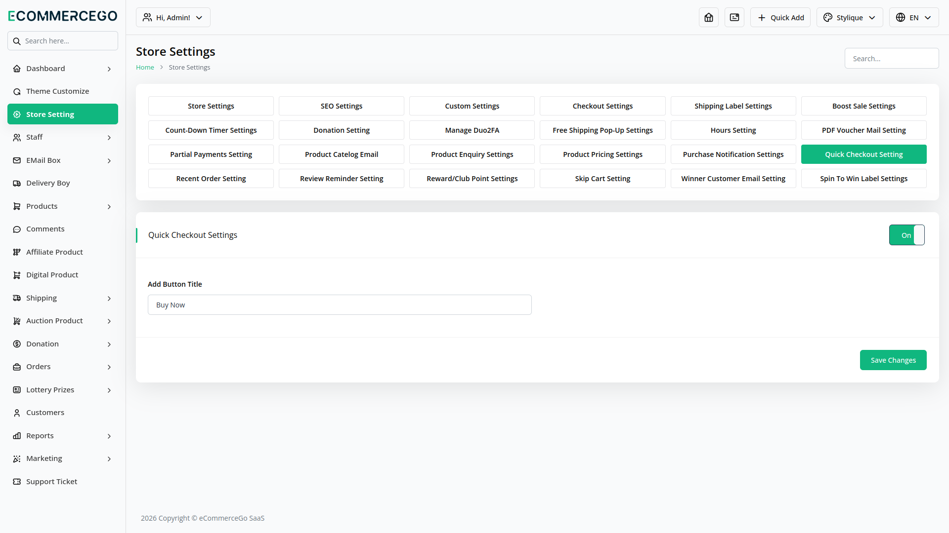 Quick Checkout – eCommerceGo Add-On