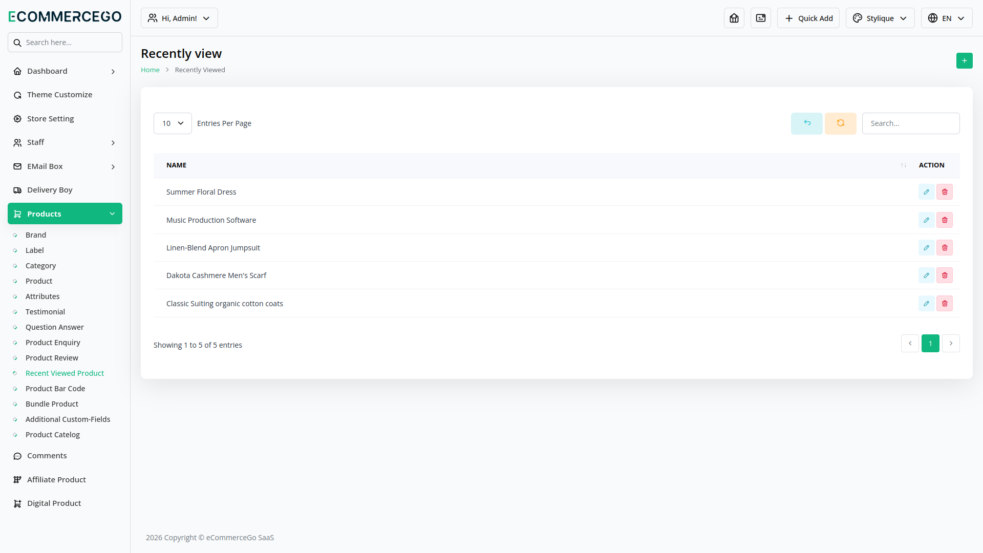 Recently Viewed Product – eCommerceGo Add-On