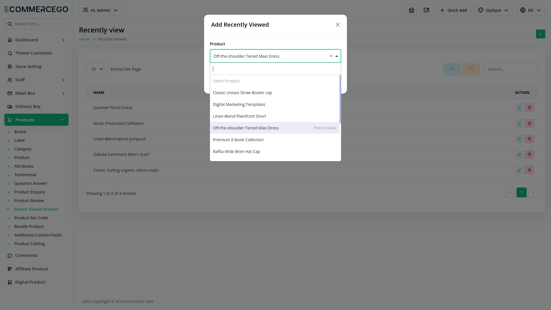 Recently Viewed Product – eCommerceGo Add-On