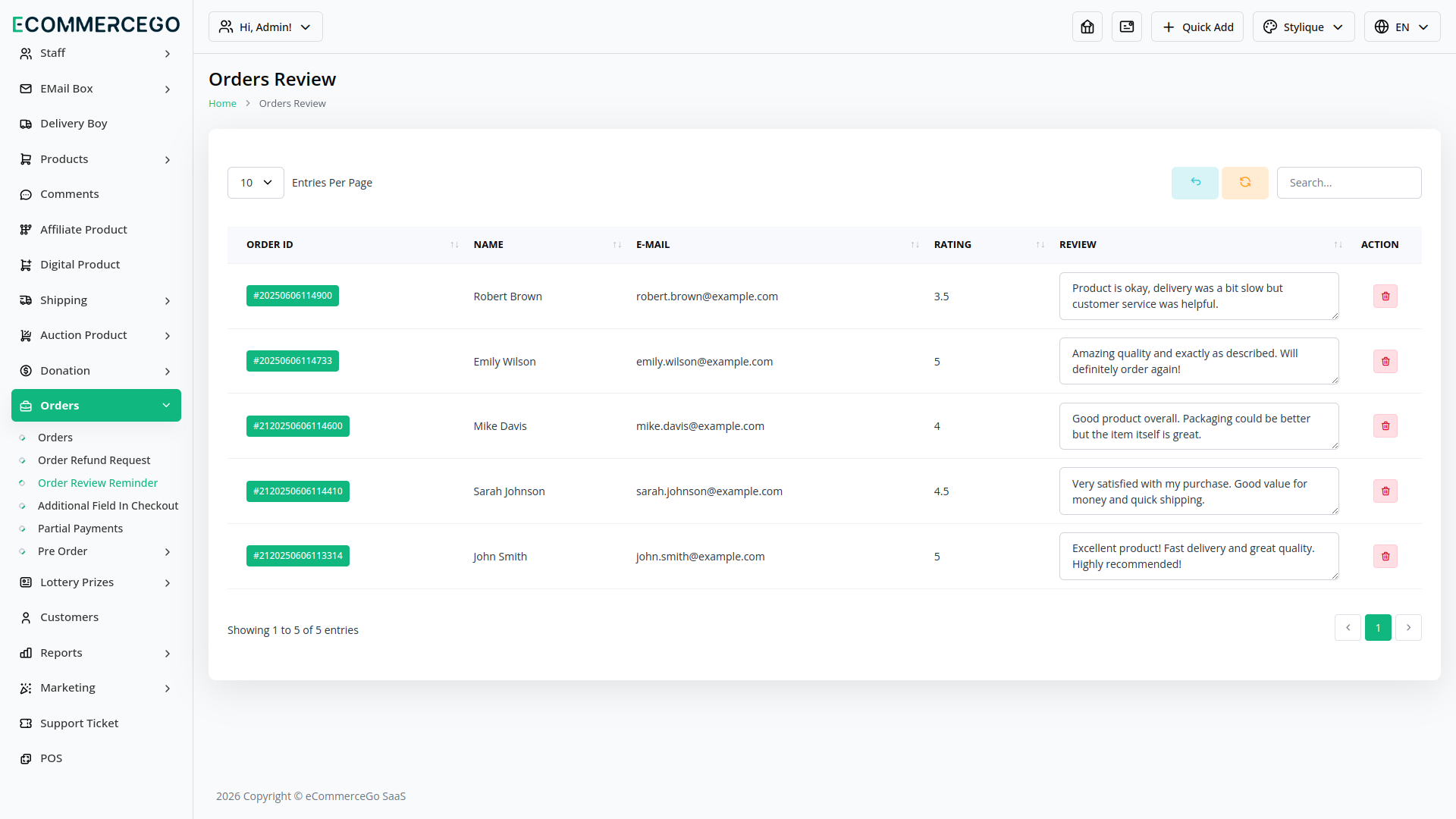 Review Reminder – eCommerceGo Add-On