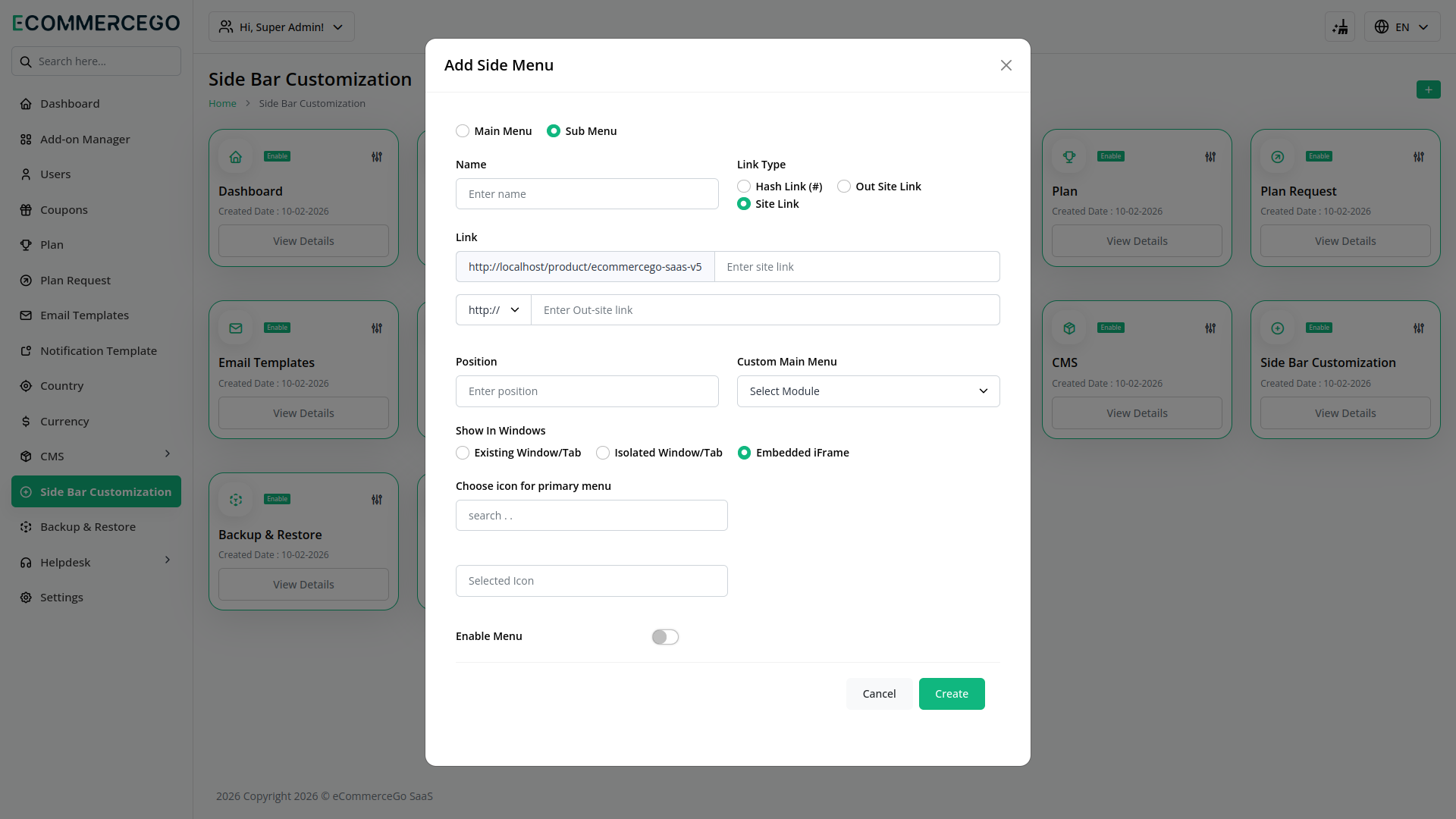 Sidebar Customization – eCommerceGo Add-On