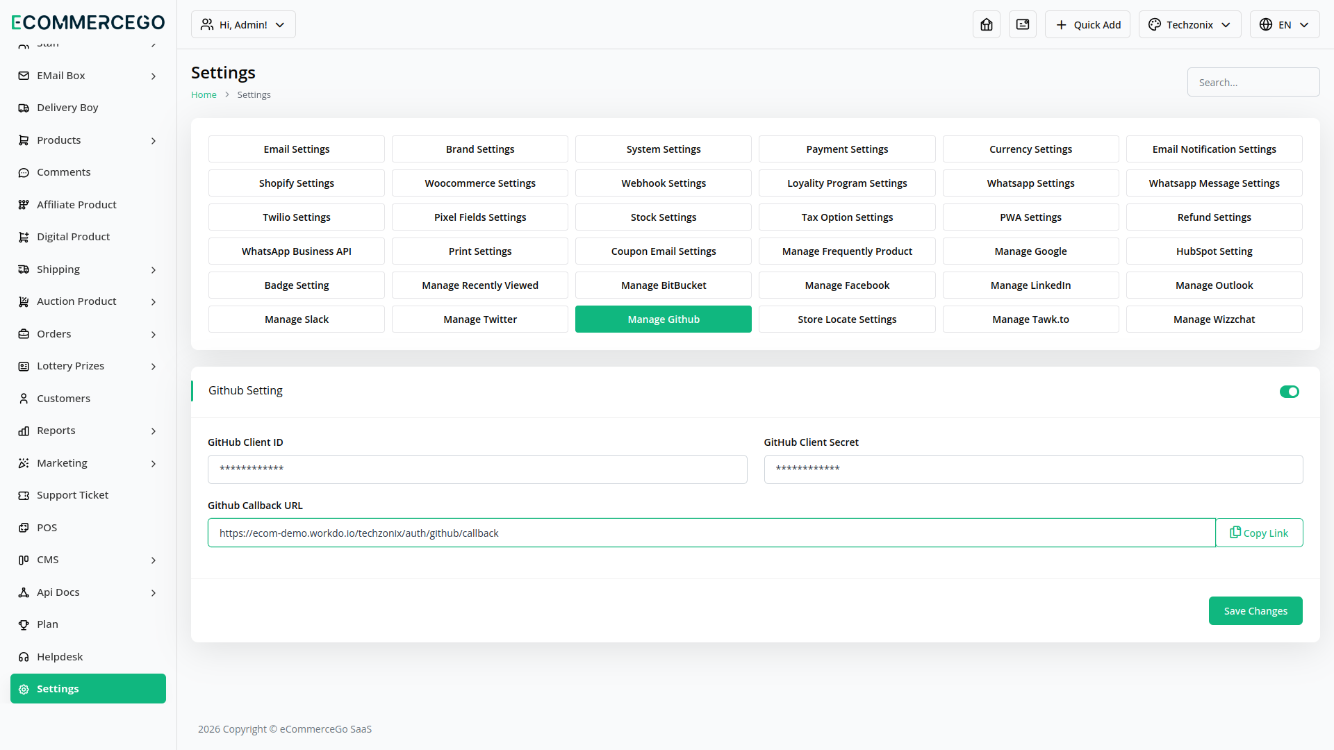Sign-In with Github – eCommerceGo Add-On