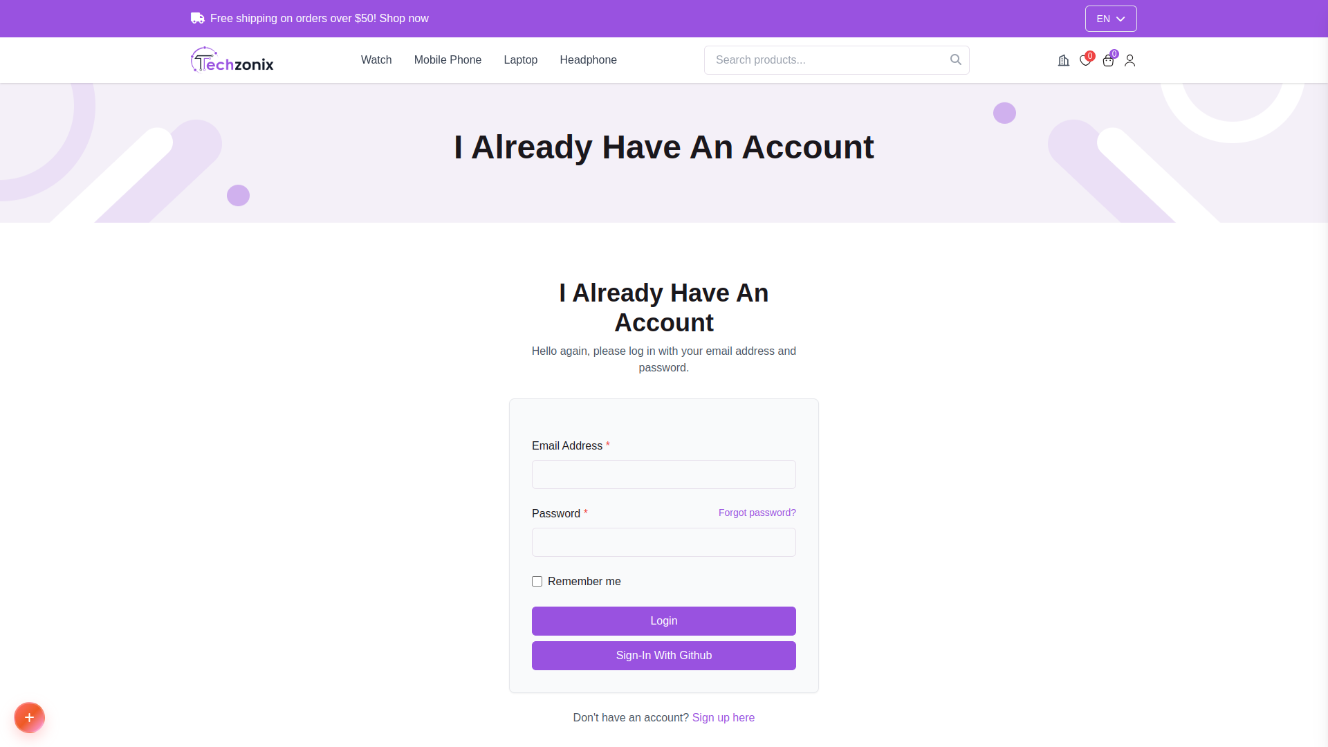 Sign-In with Github – eCommerceGo Add-On