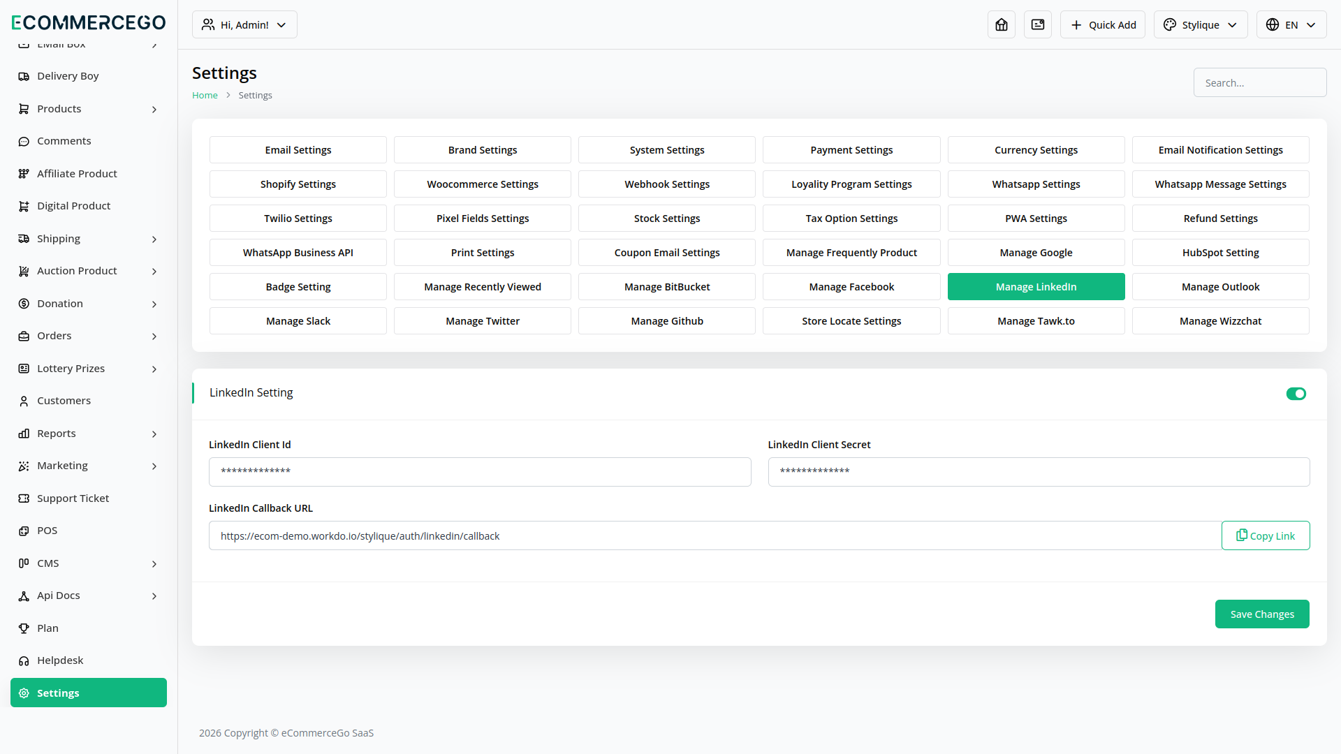 Sign-In With LinkedIn – eCommerceGo Add-On