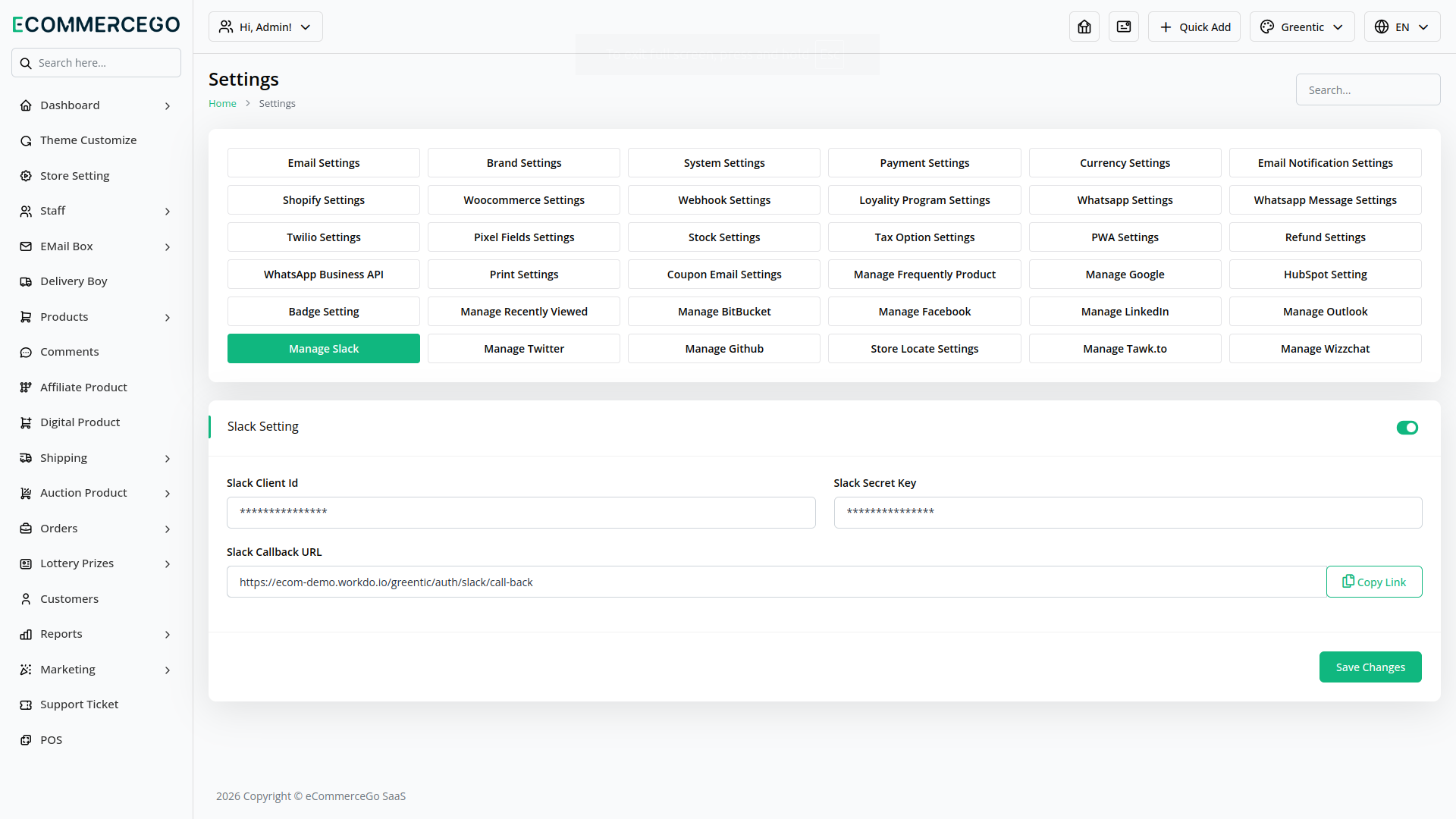 Sign-In With Slack – eCommerceGo Add-On