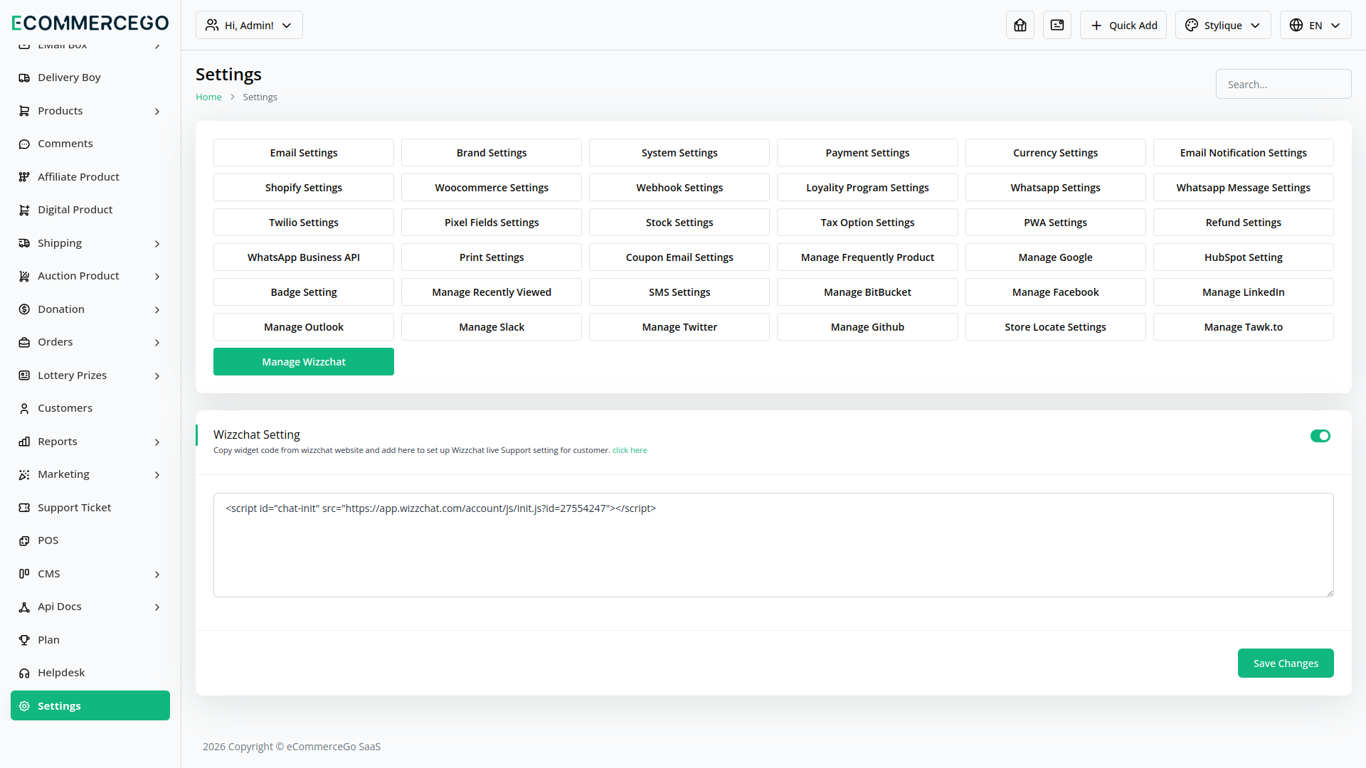 Wizzchat – eCommerceGo Add-On