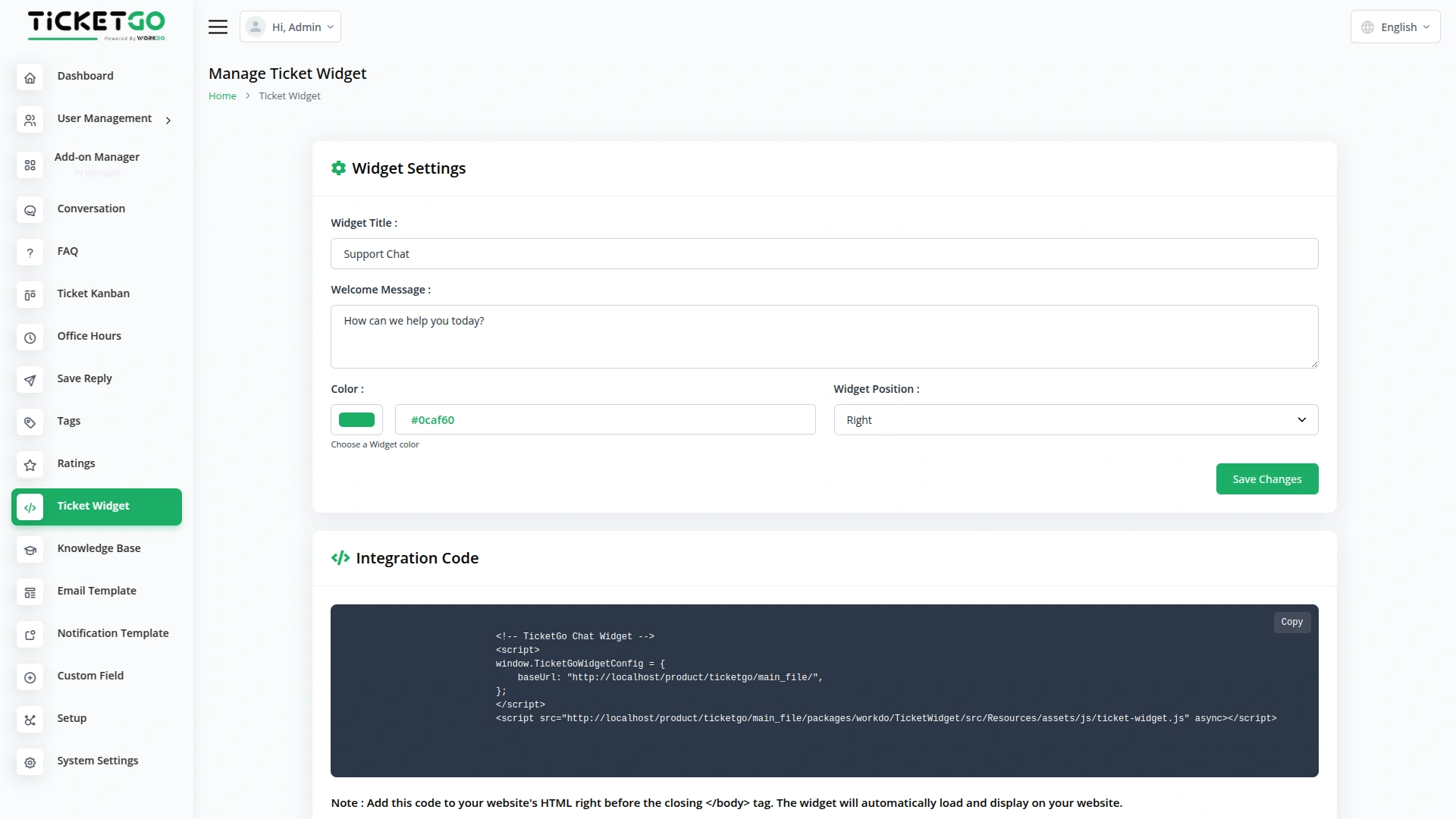 Ticket Widget – TicketGo Add-On