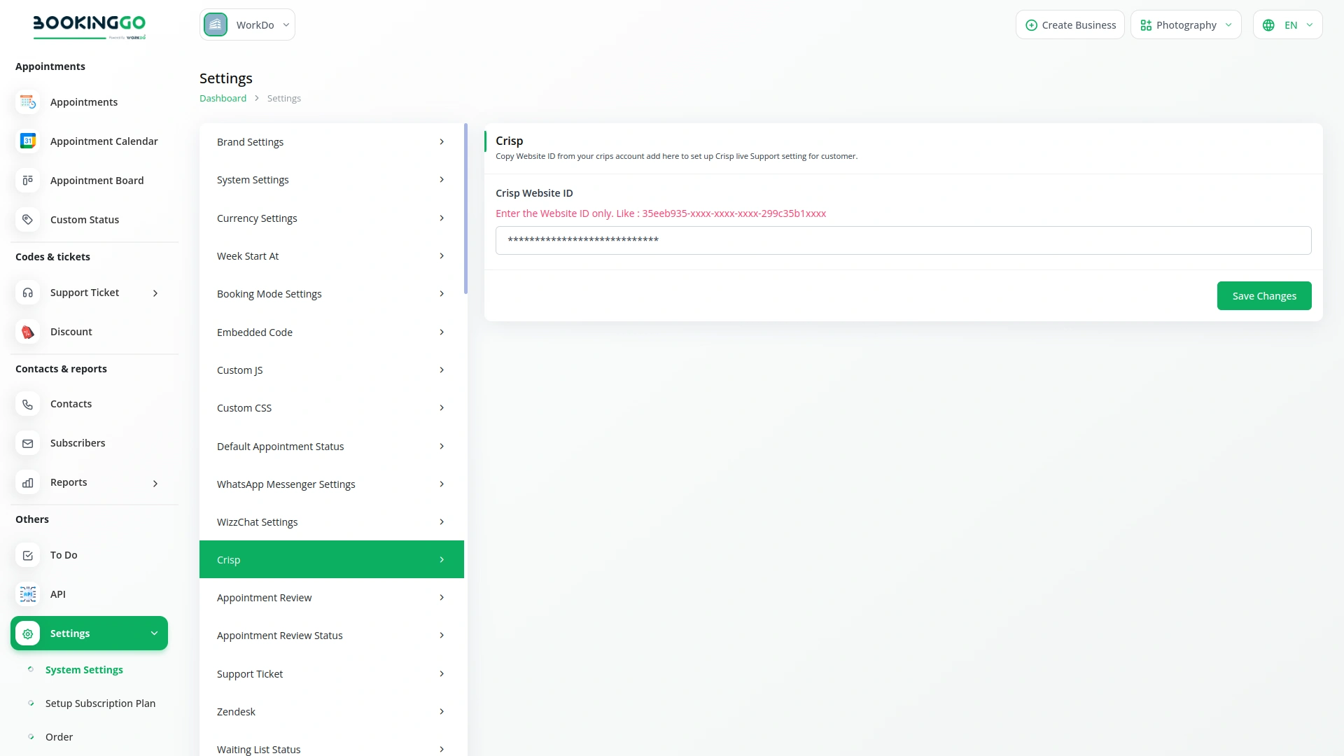 Crisp – BookingGo SaaS Add-On