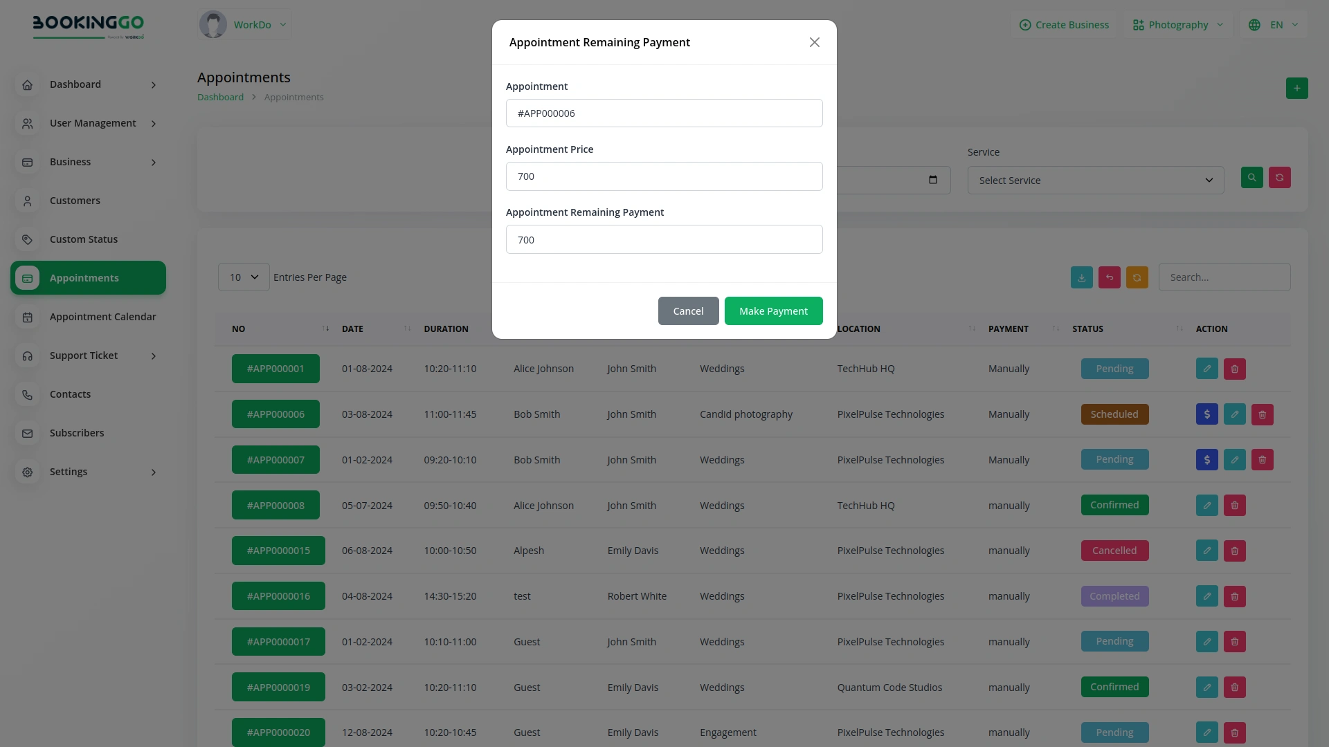 Easy Deposit Payments – BookingGo SaaS Add-On