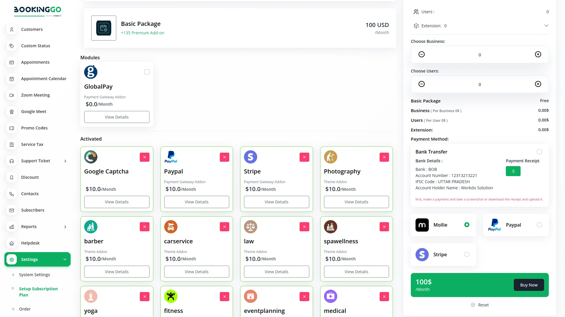 Mollie – BookingGo SaaS Add-On