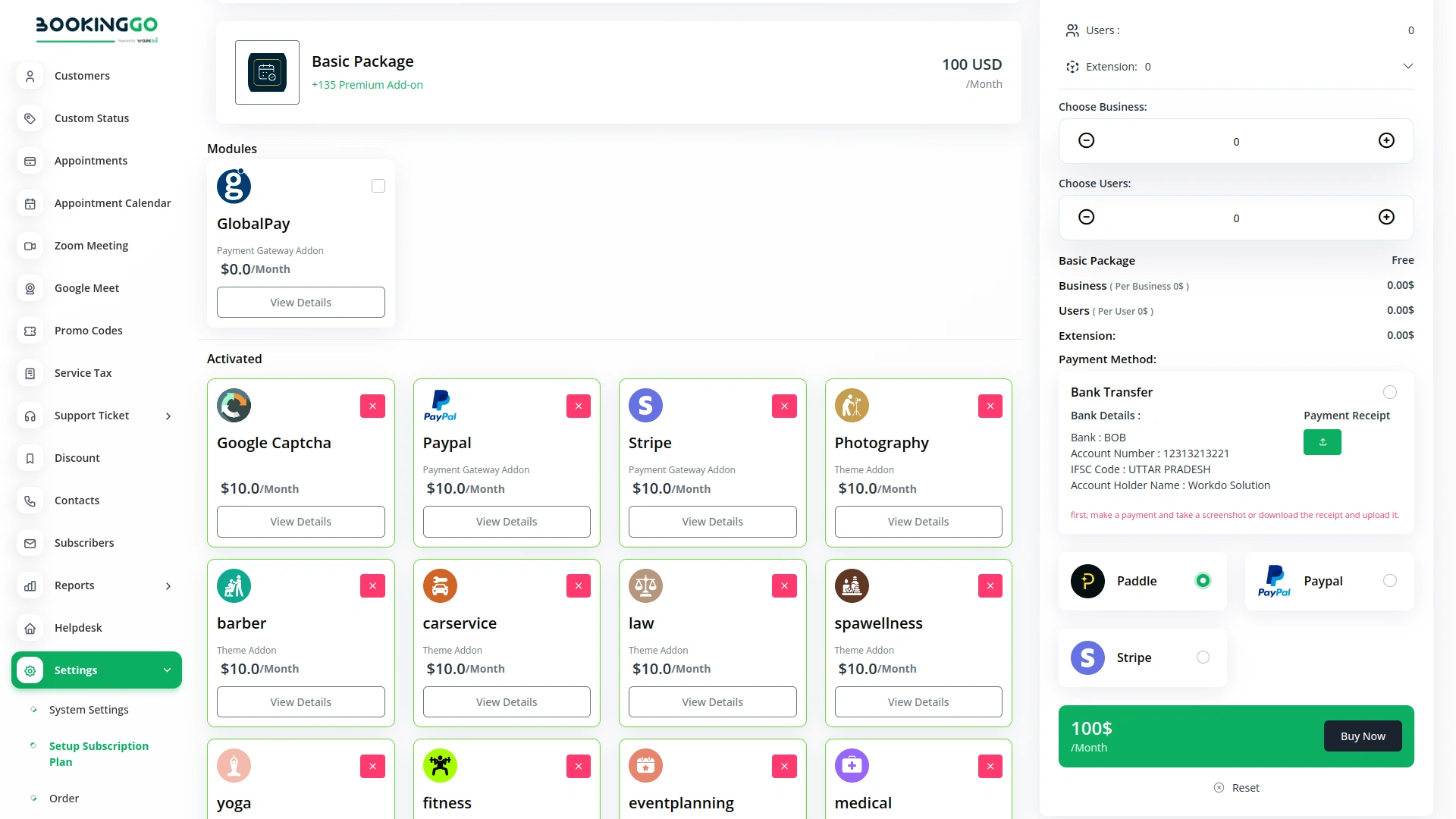 Paddle – BookingGo SaaS Add-On