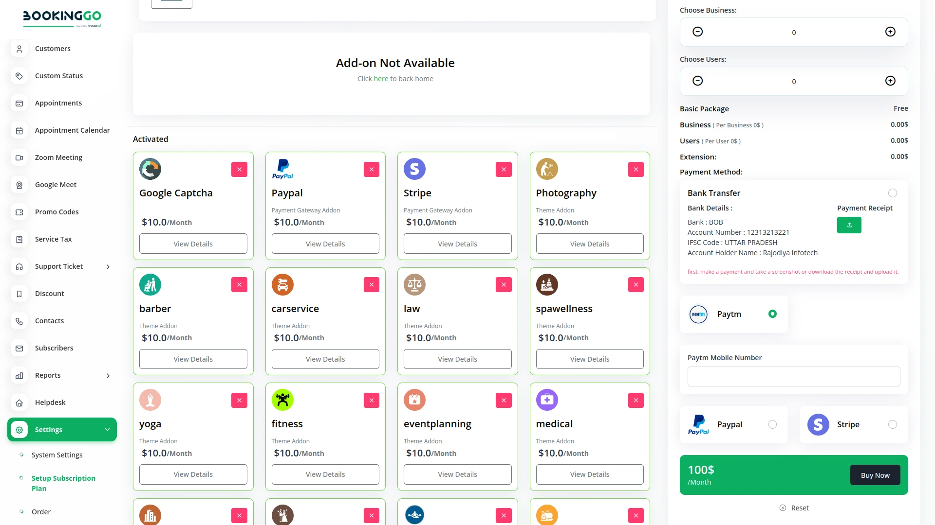 Paytm – BookingGo SaaS Add-On
