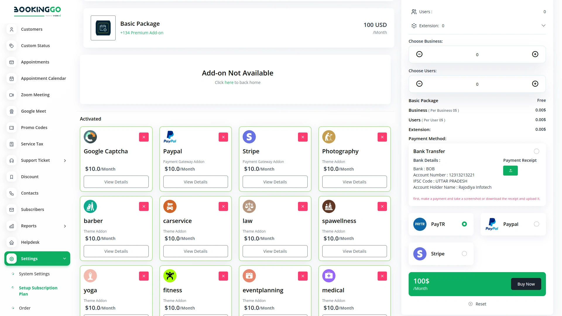 PayTR – BookingGo SaaS Add-On