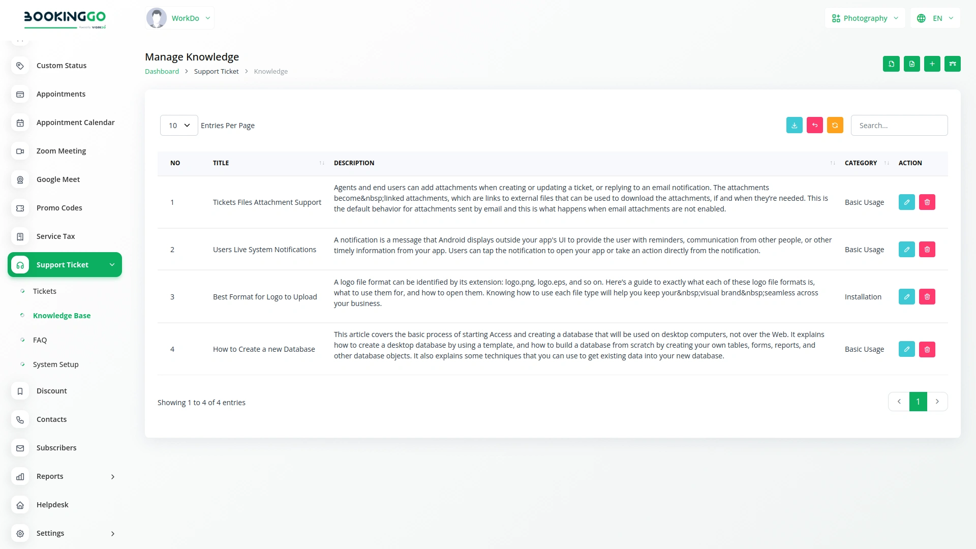 Support ticket – BookingGo SaaS Add-On