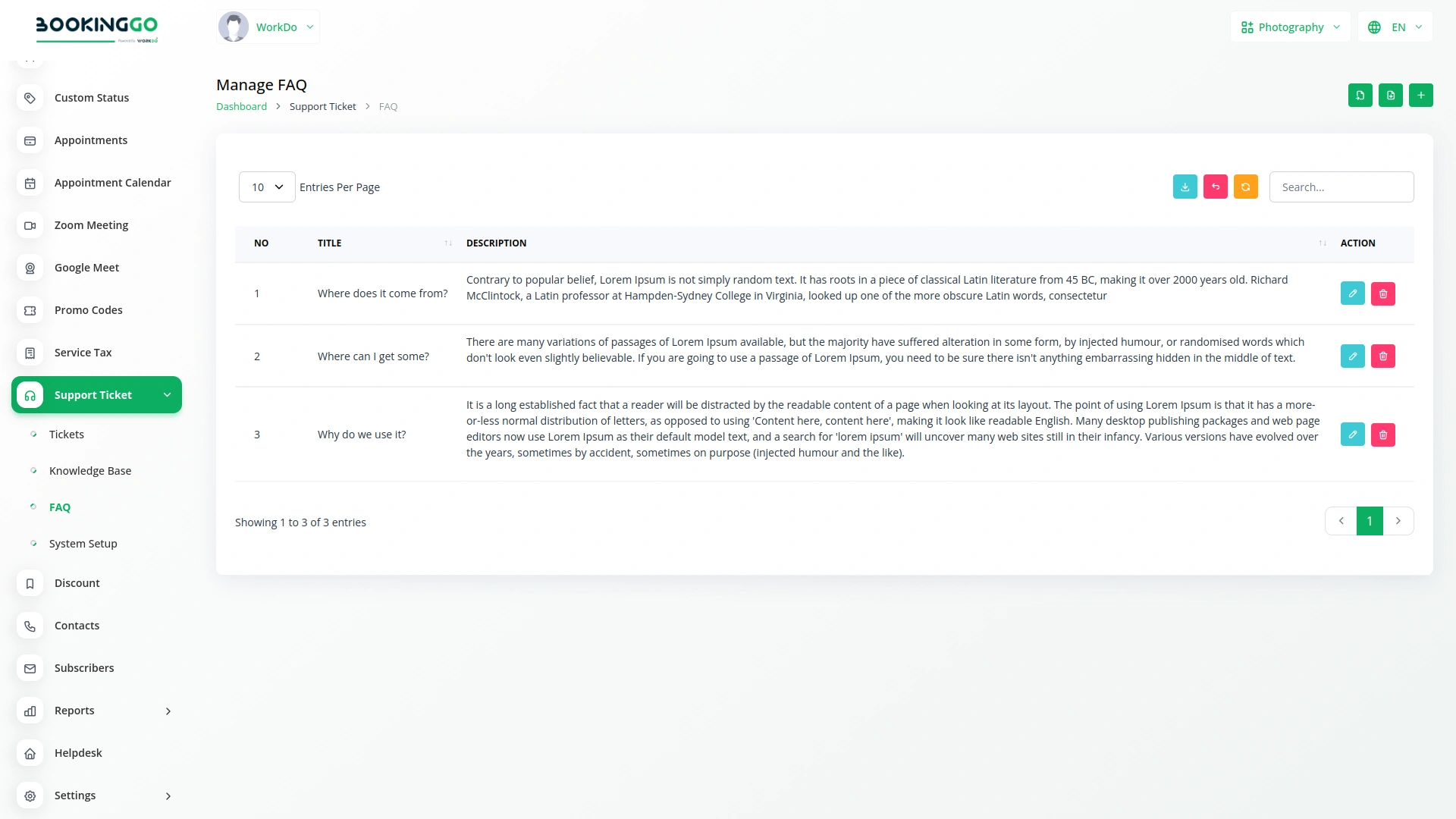 Support ticket – BookingGo SaaS Add-On