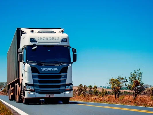 Delivery truck on an open road