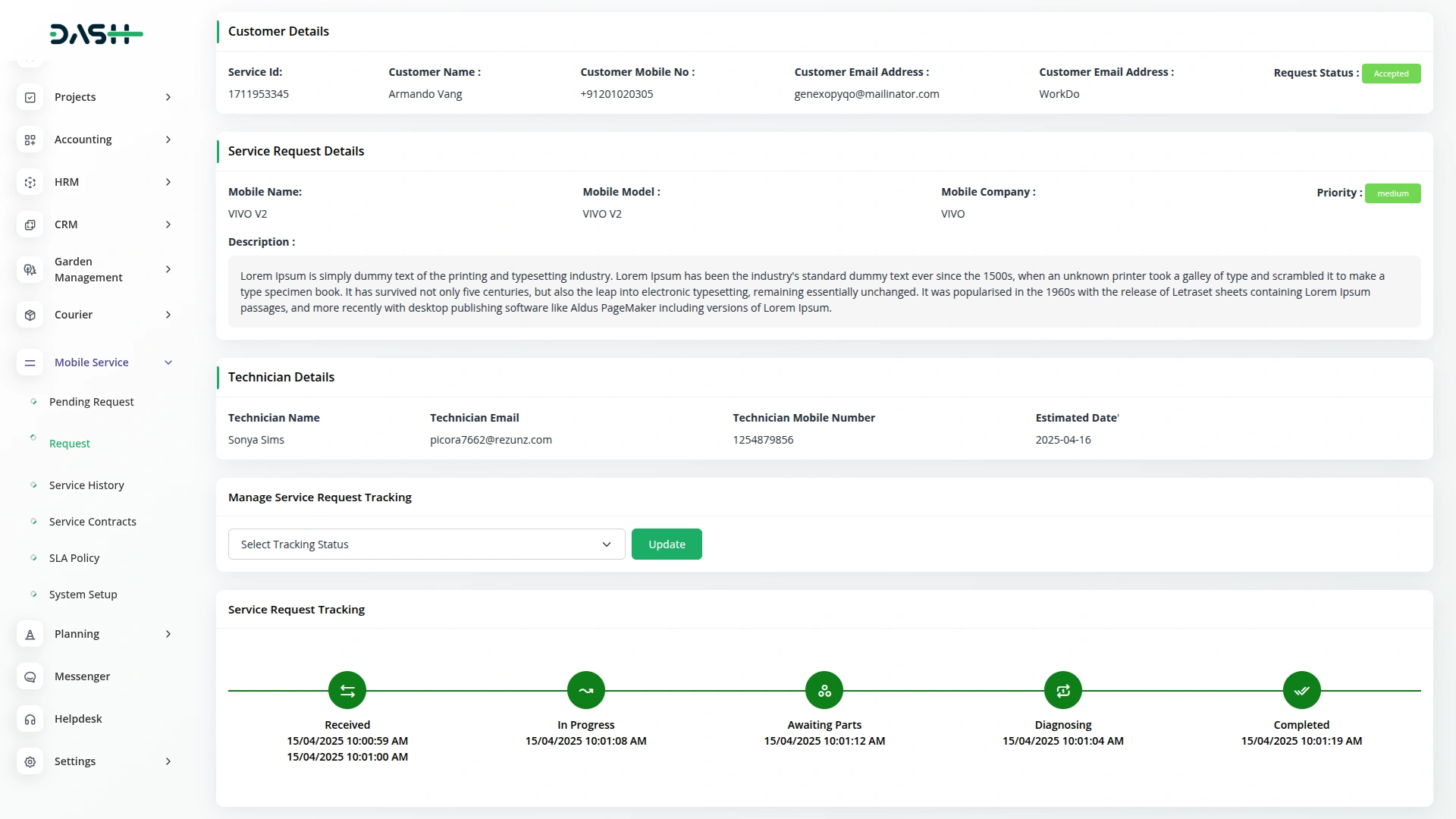 Mobile Service Management