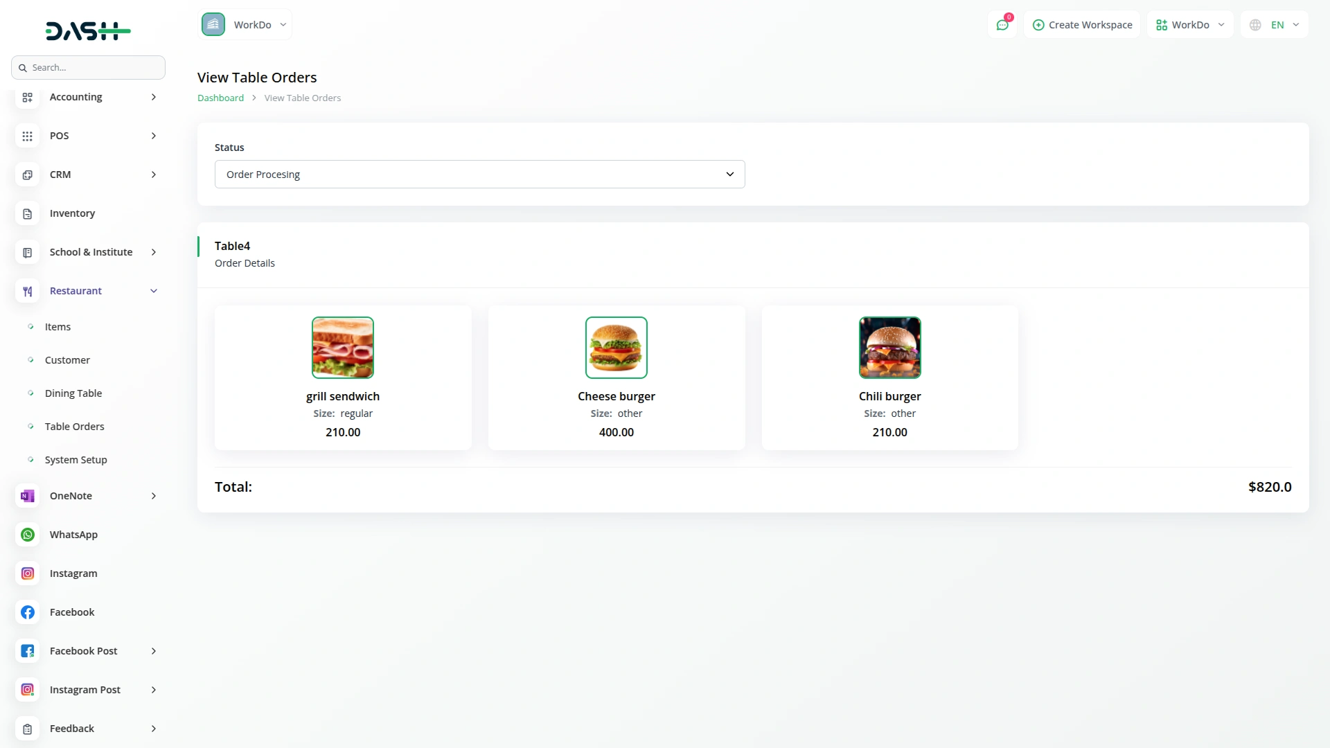 Restaurant Menu