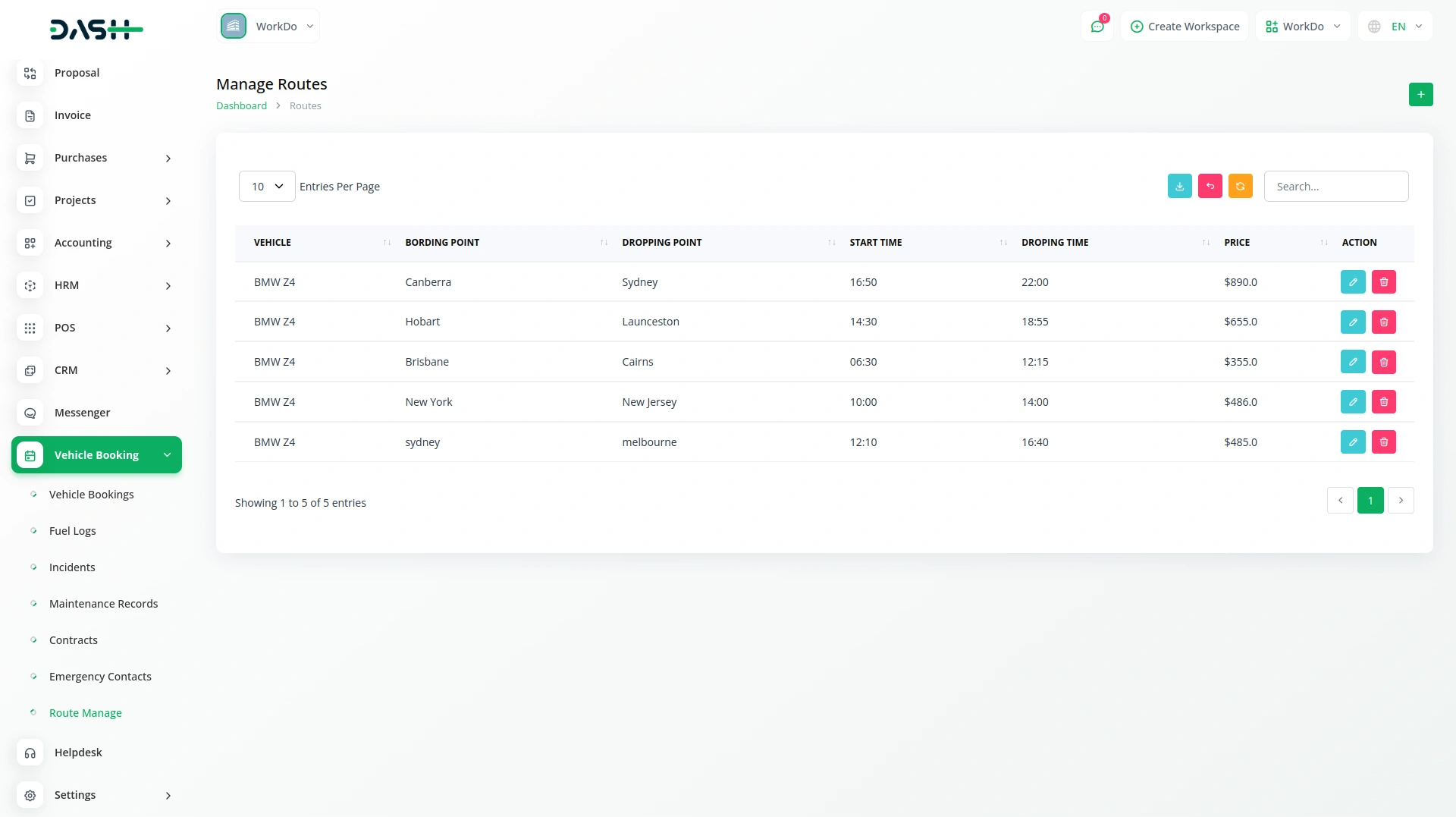 Vehicle Booking Management