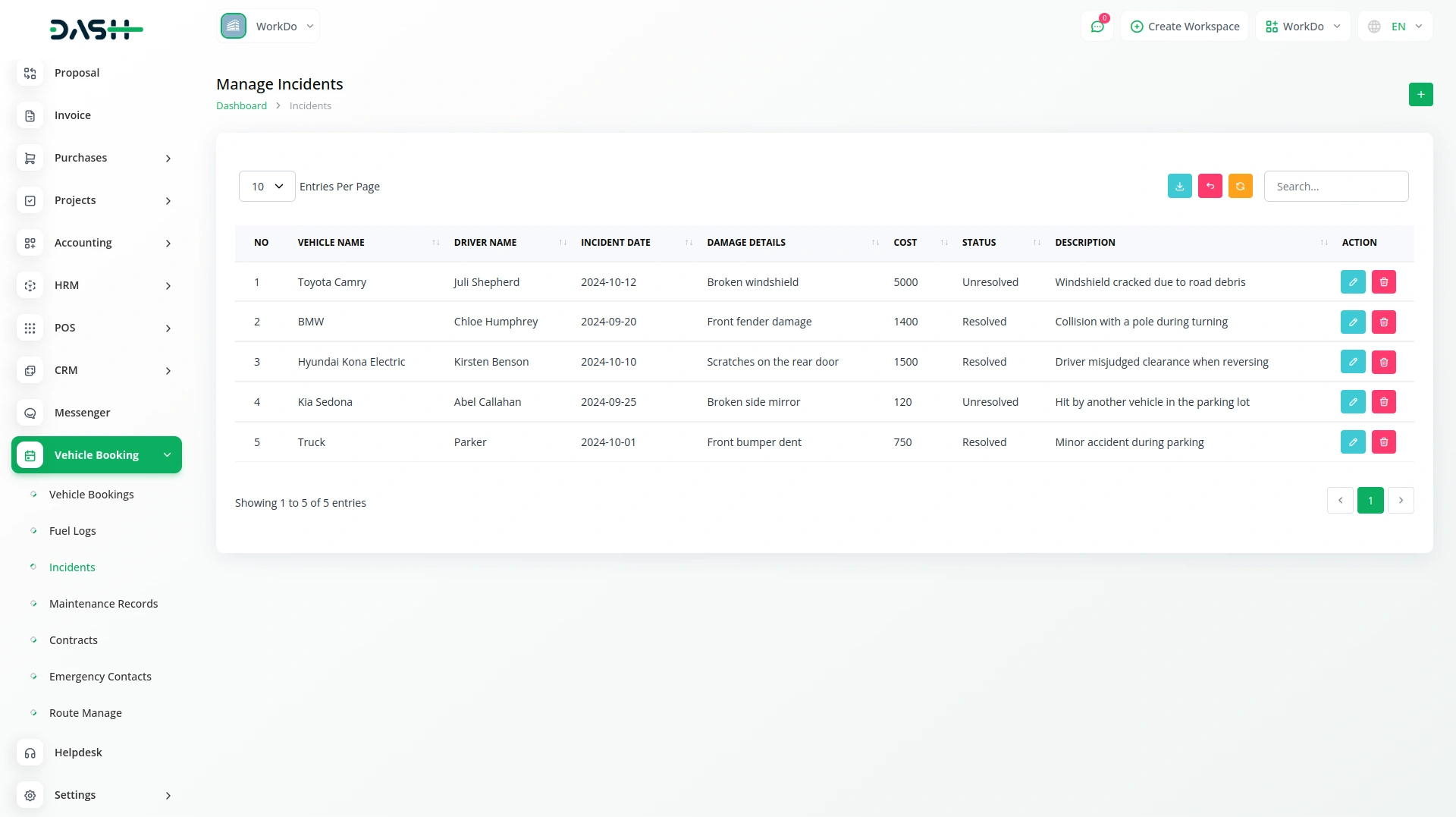 Vehicle Booking Management