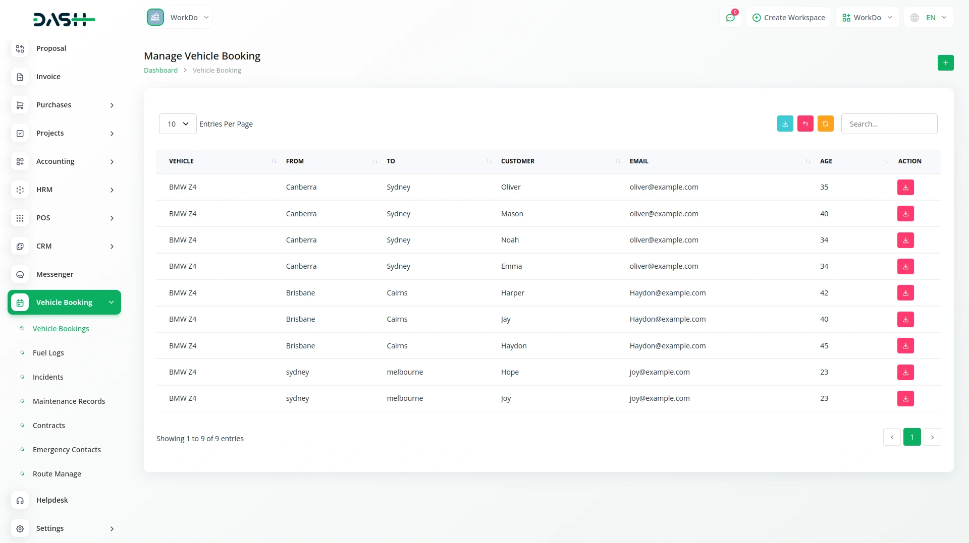 Vehicle Booking Management