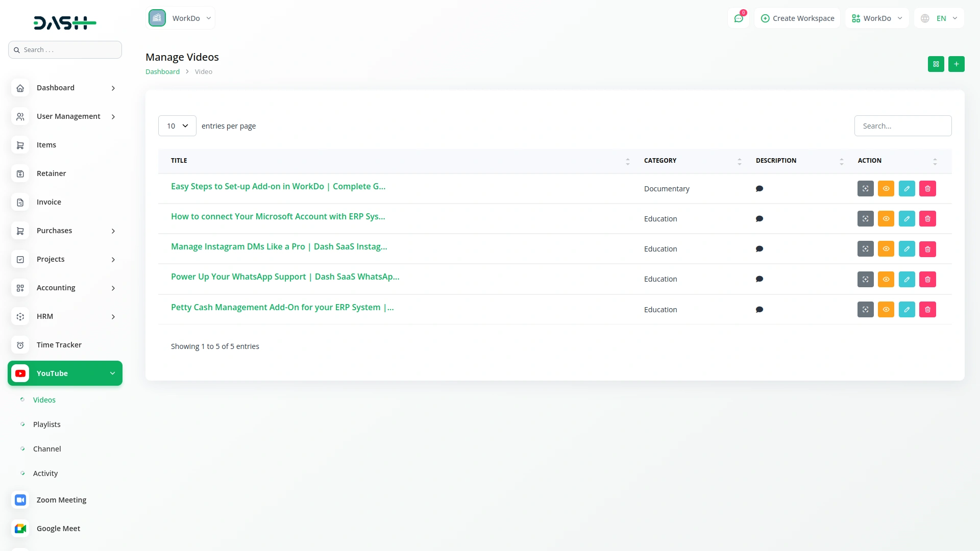 YouTube Content Management