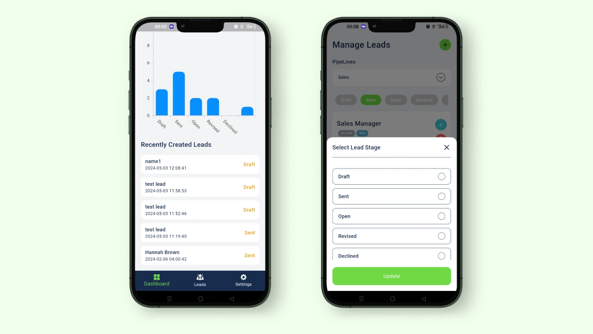 Lead Management – Dash Mobile App