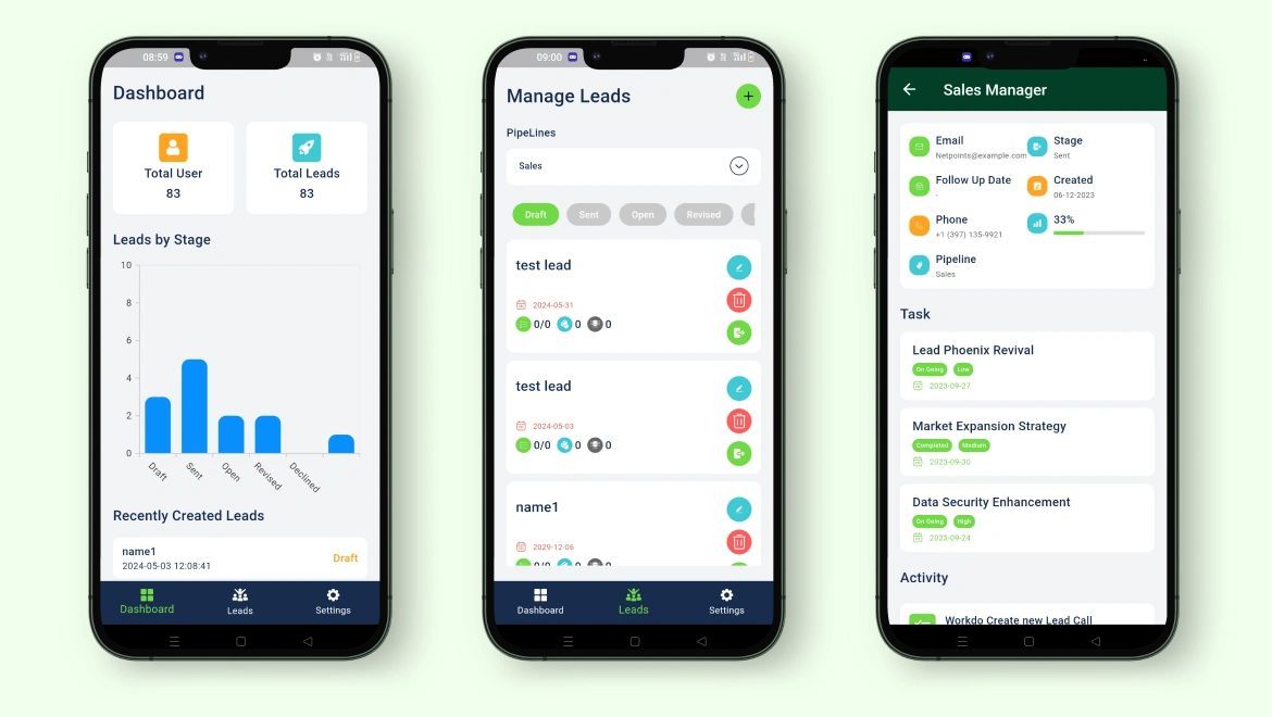 Lead Management – Dash Mobile App