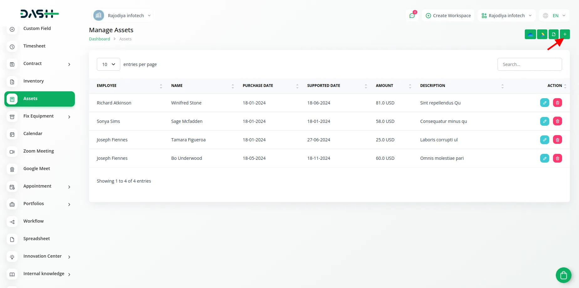 Assets Dash Saas