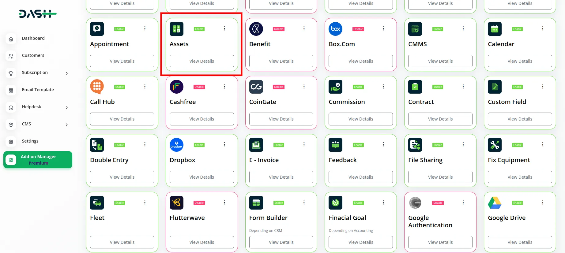 Assets Dash Saas