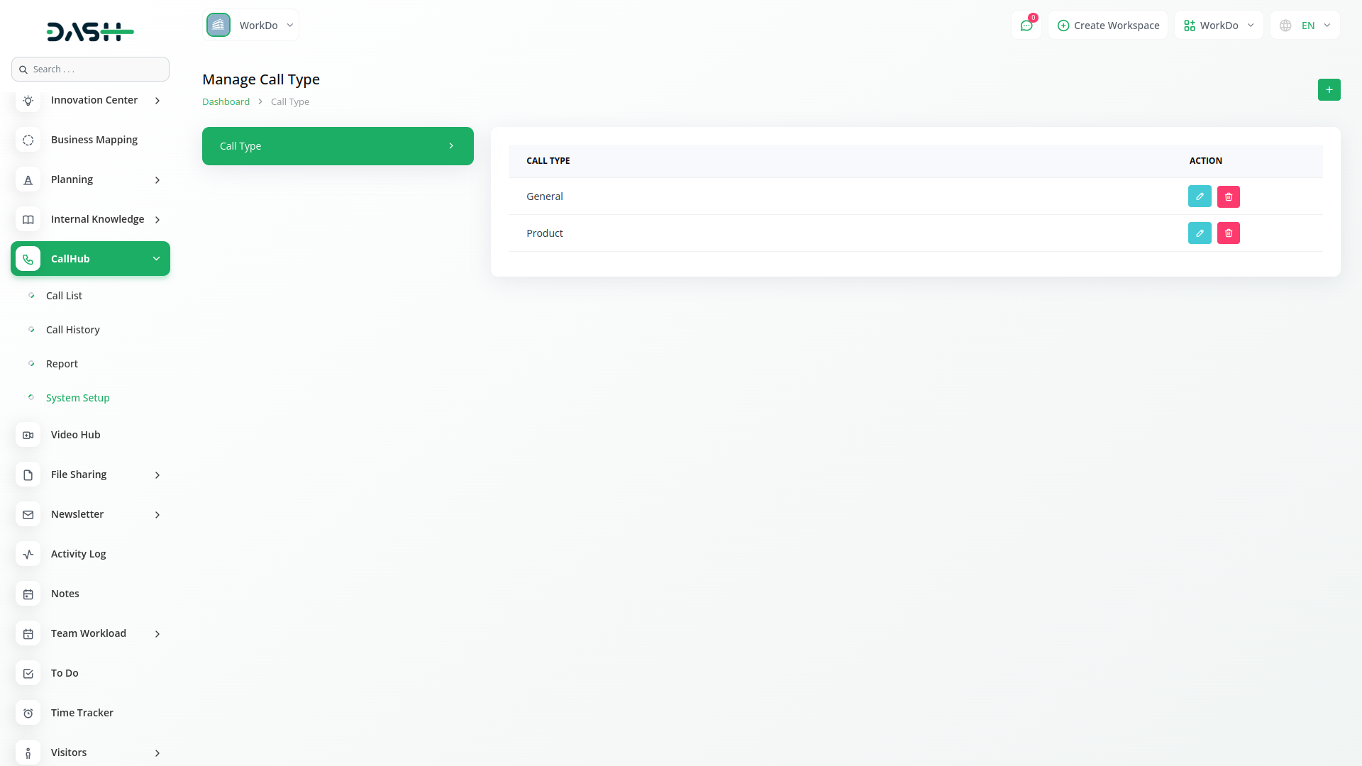 Call Hub Dash Saas