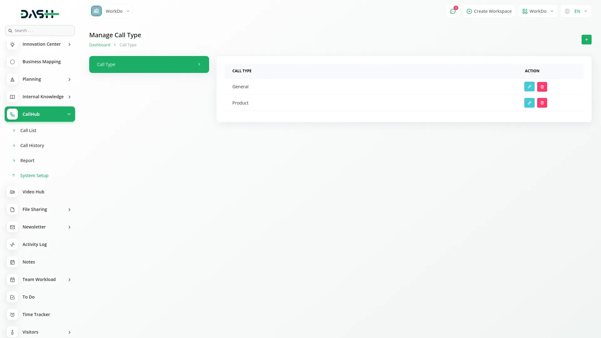 Call Hub Dash Saas